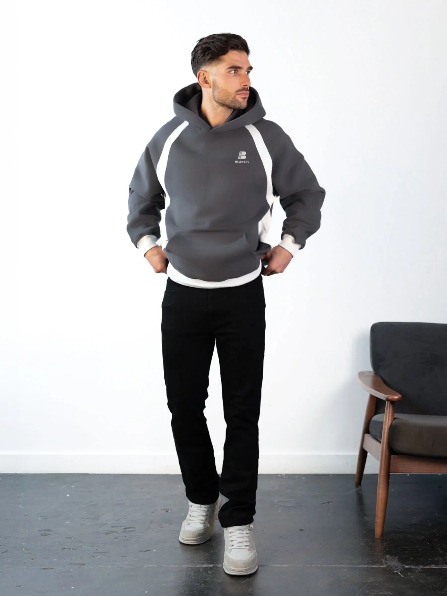 Classic Panel Relaxed Hoodie - Charcoal sold by Blakely product image thumbnail 2