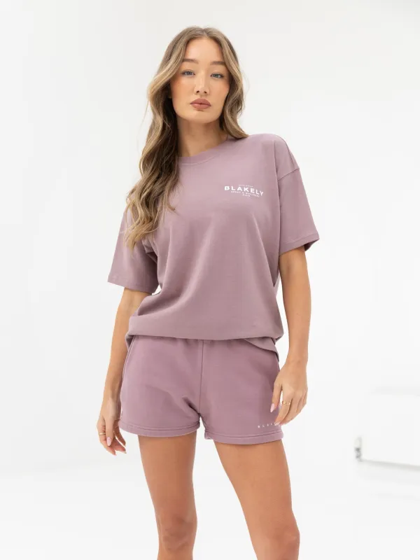 Active Studios T-Shirt & Jogger Shorts Set - Dusty Pink sold by Blakely