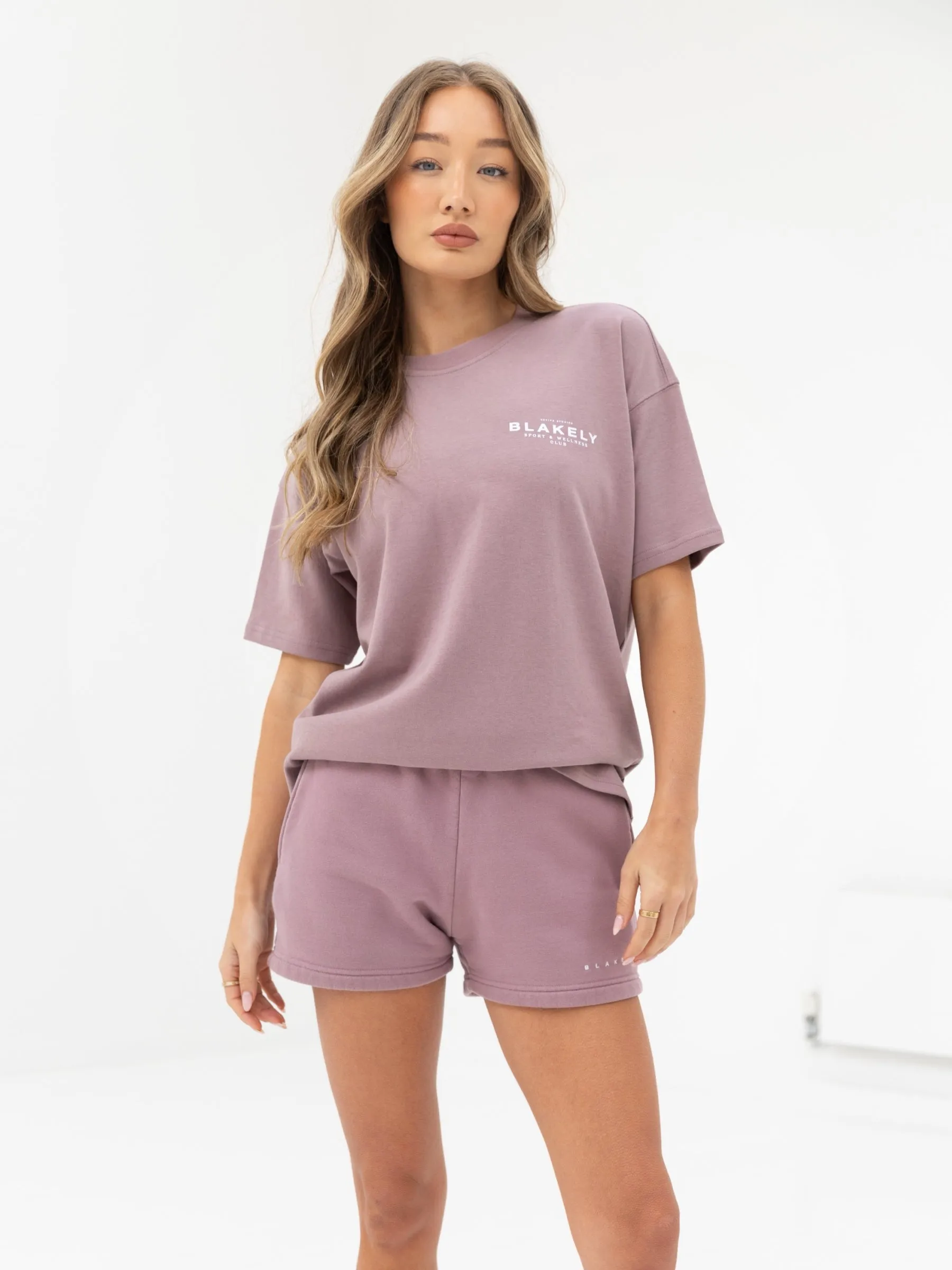 Active Studios T-Shirt & Jogger Shorts Set - Dusty Pink sold by Blakely