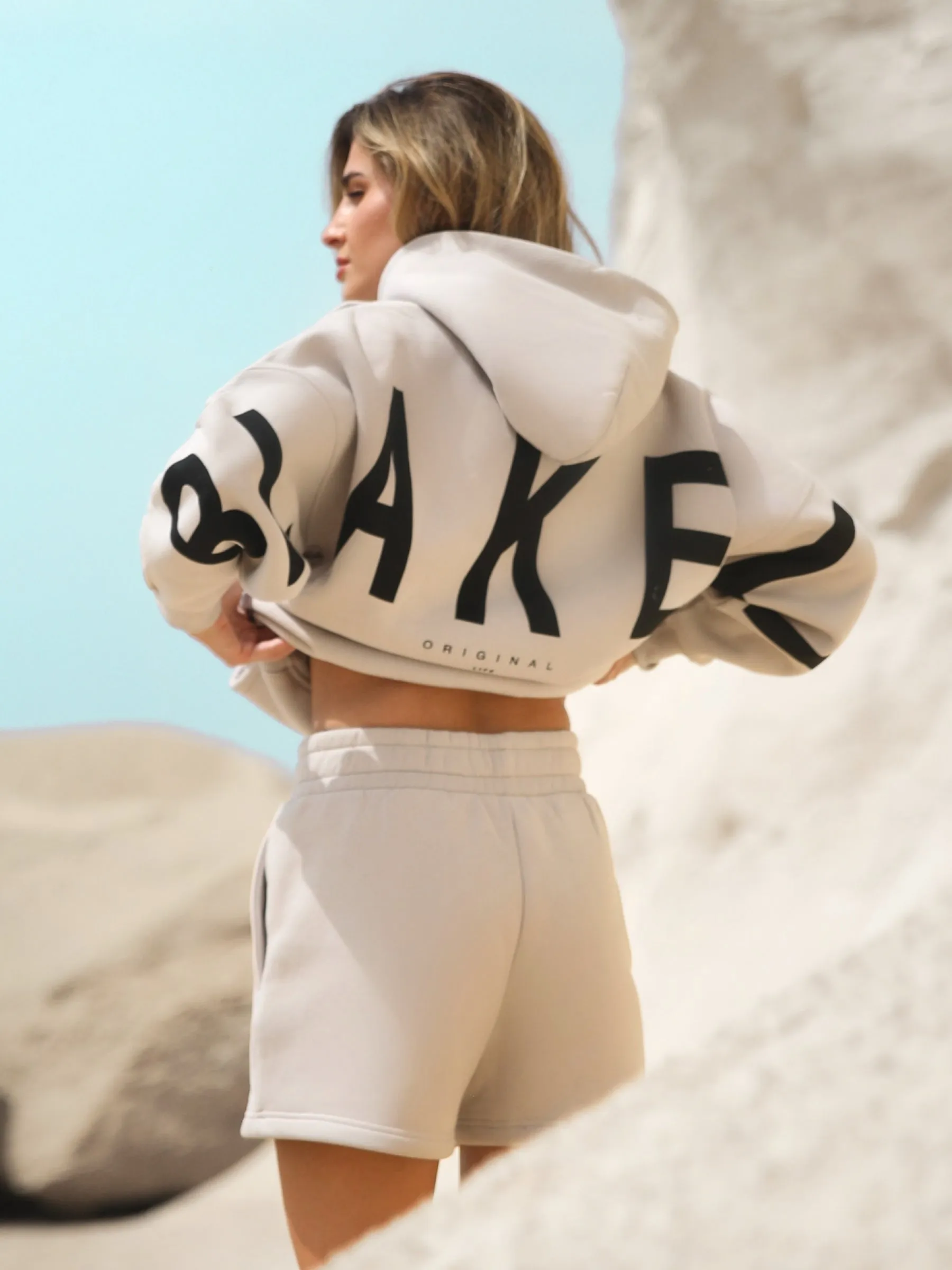 Isabel Hoodie & Jogger Shorts Set - Stone sold by Blakely