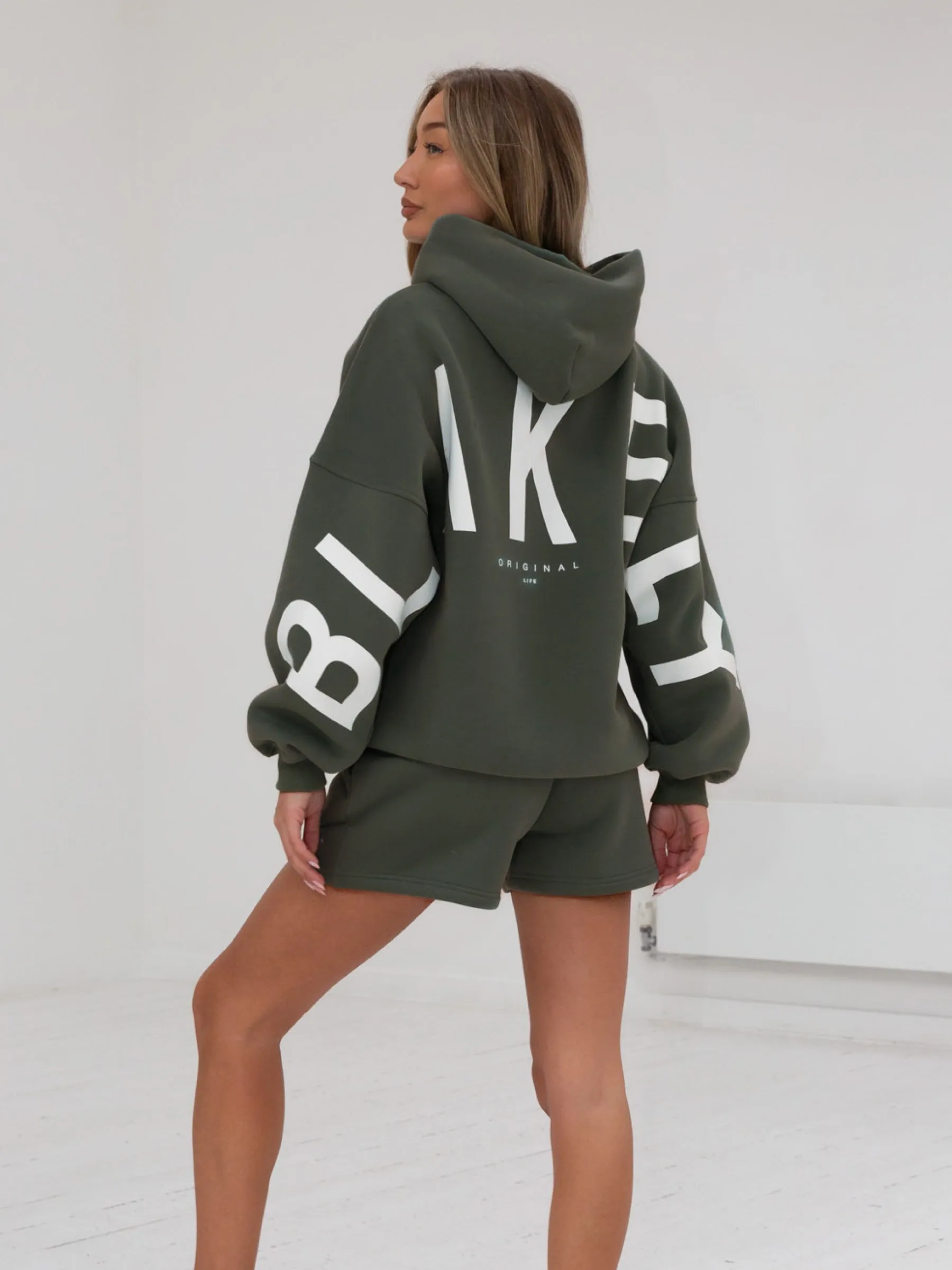 Isabel Hoodie & Jogger Shorts Set - Khaki Green sold by Blakely