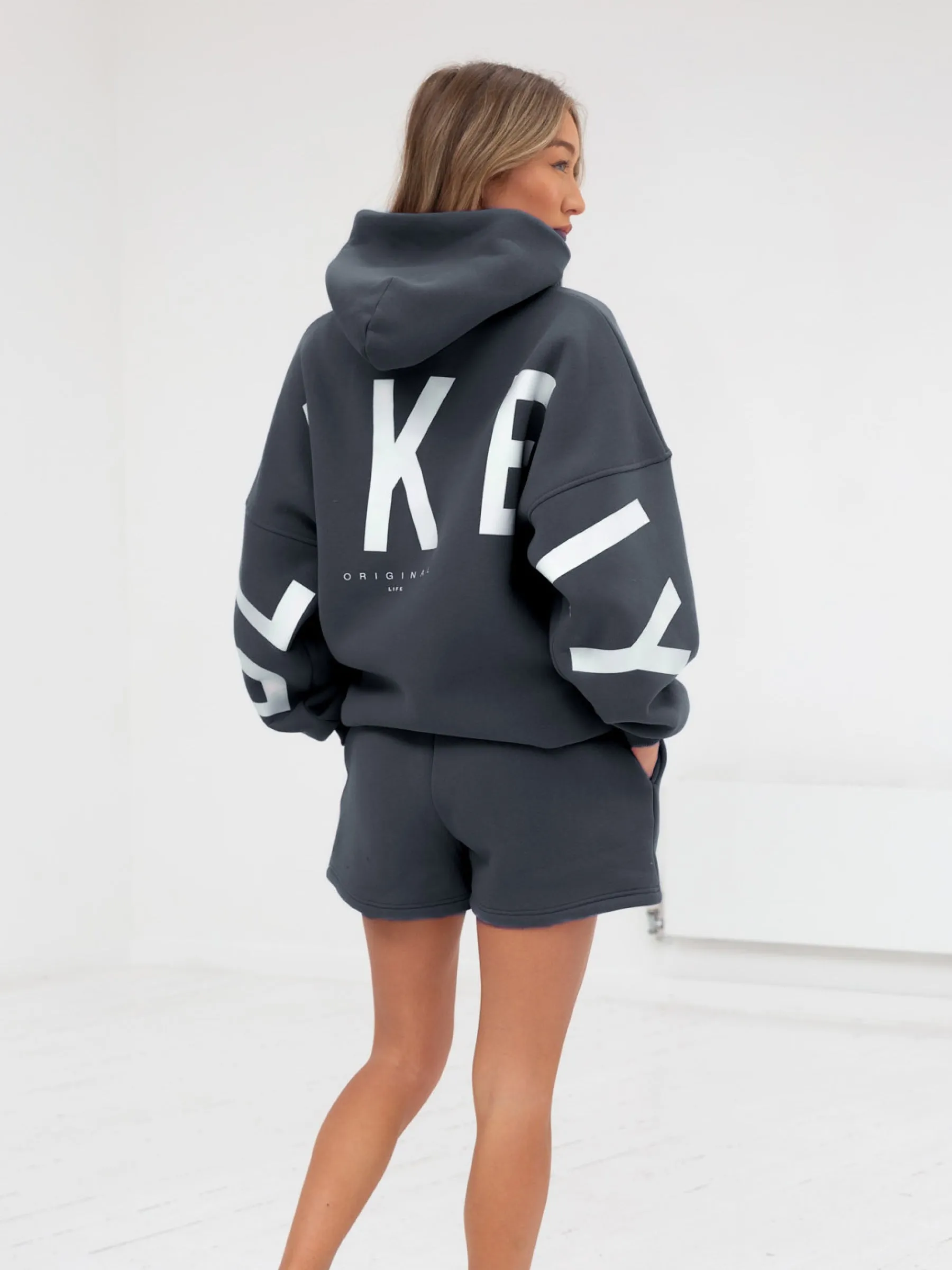 Isabel Hoodie & Jogger Shorts Set - Charcoal sold by Blakely