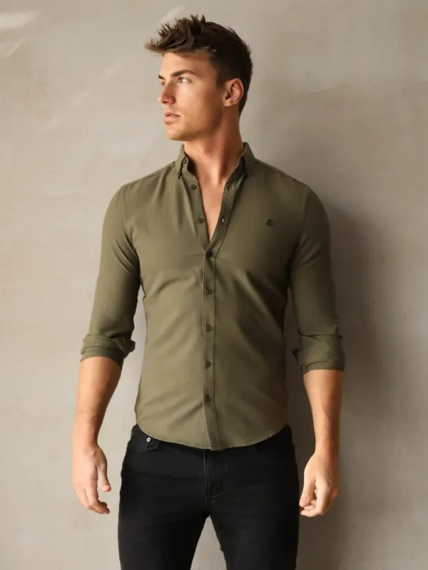Carter Long Sleeve Shirt - Khaki Green sold by Blakely