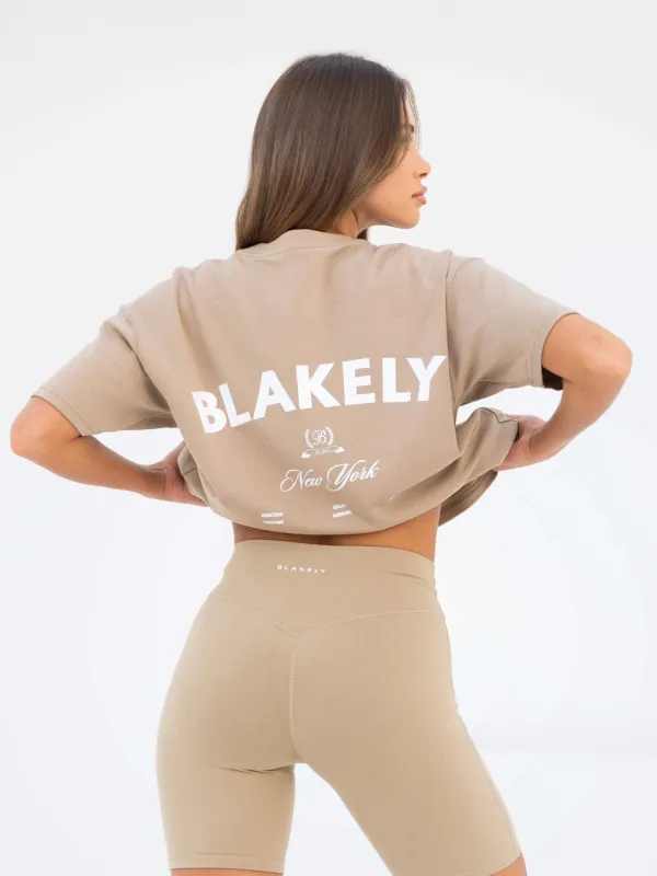 NY Crest Oversized T-Shirt - Tan sold by Blakely