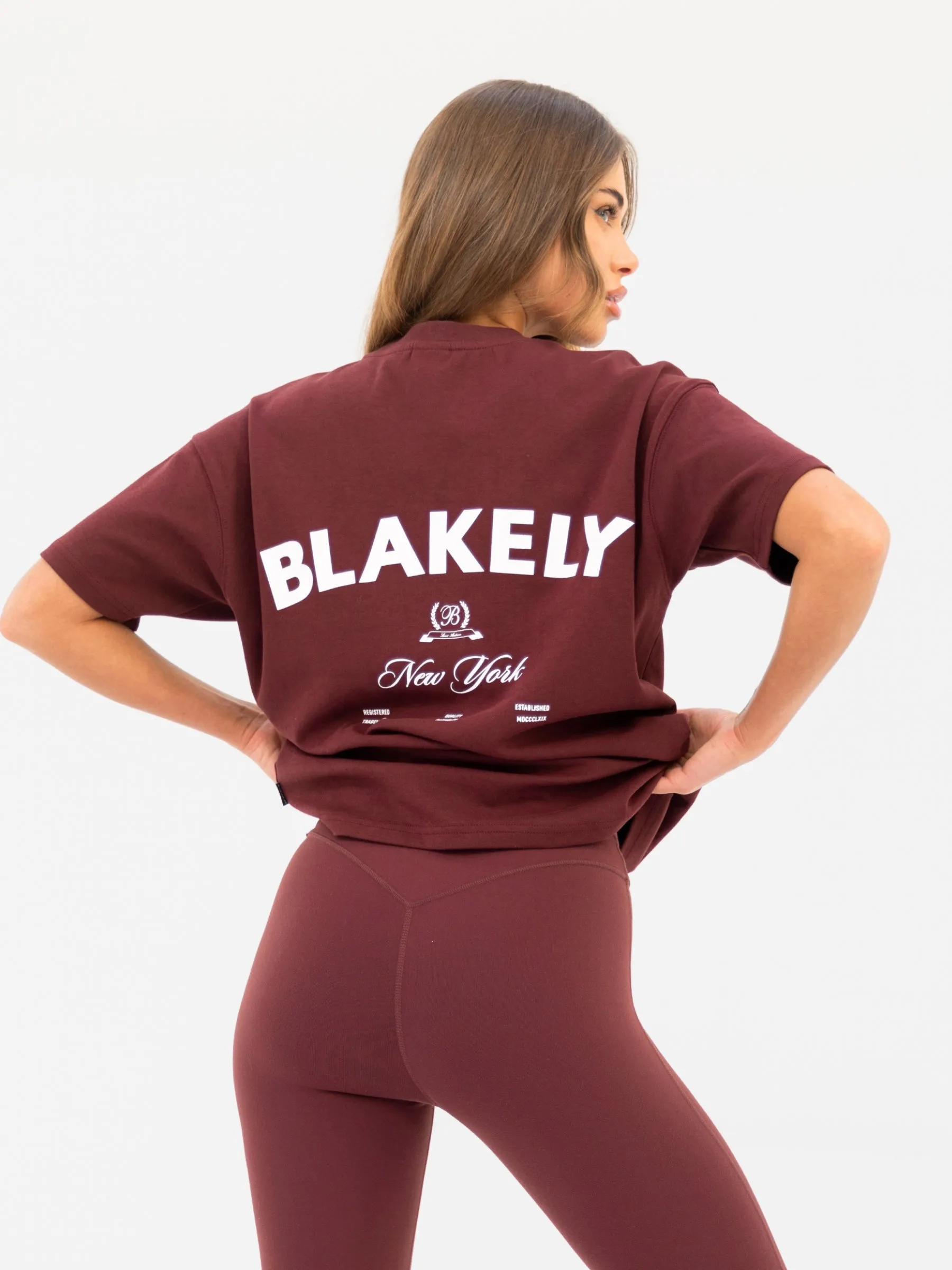NY Crest Oversized T-Shirt - Classic Burgundy sold by Blakely