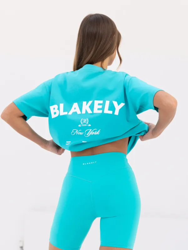 NY Crest Oversized T-Shirt - Aqua sold by Blakely