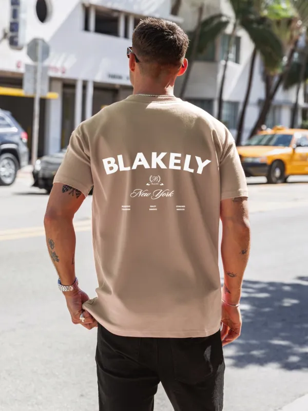 NY Crest Relaxed T-Shirt - Tan sold by Blakely