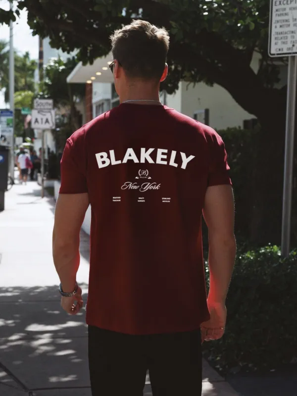 NY Crest Relaxed T-Shirt - Classic Burgundy sold by Blakely
