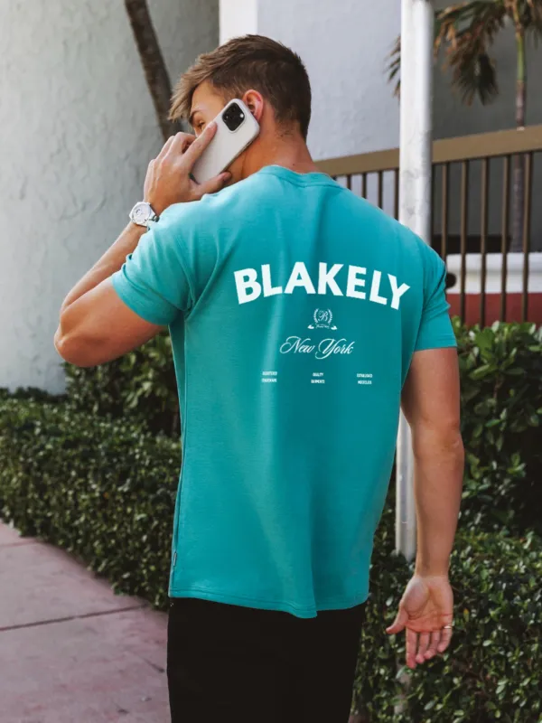 NY Crest Relaxed T-Shirt - Aqua sold by Blakely