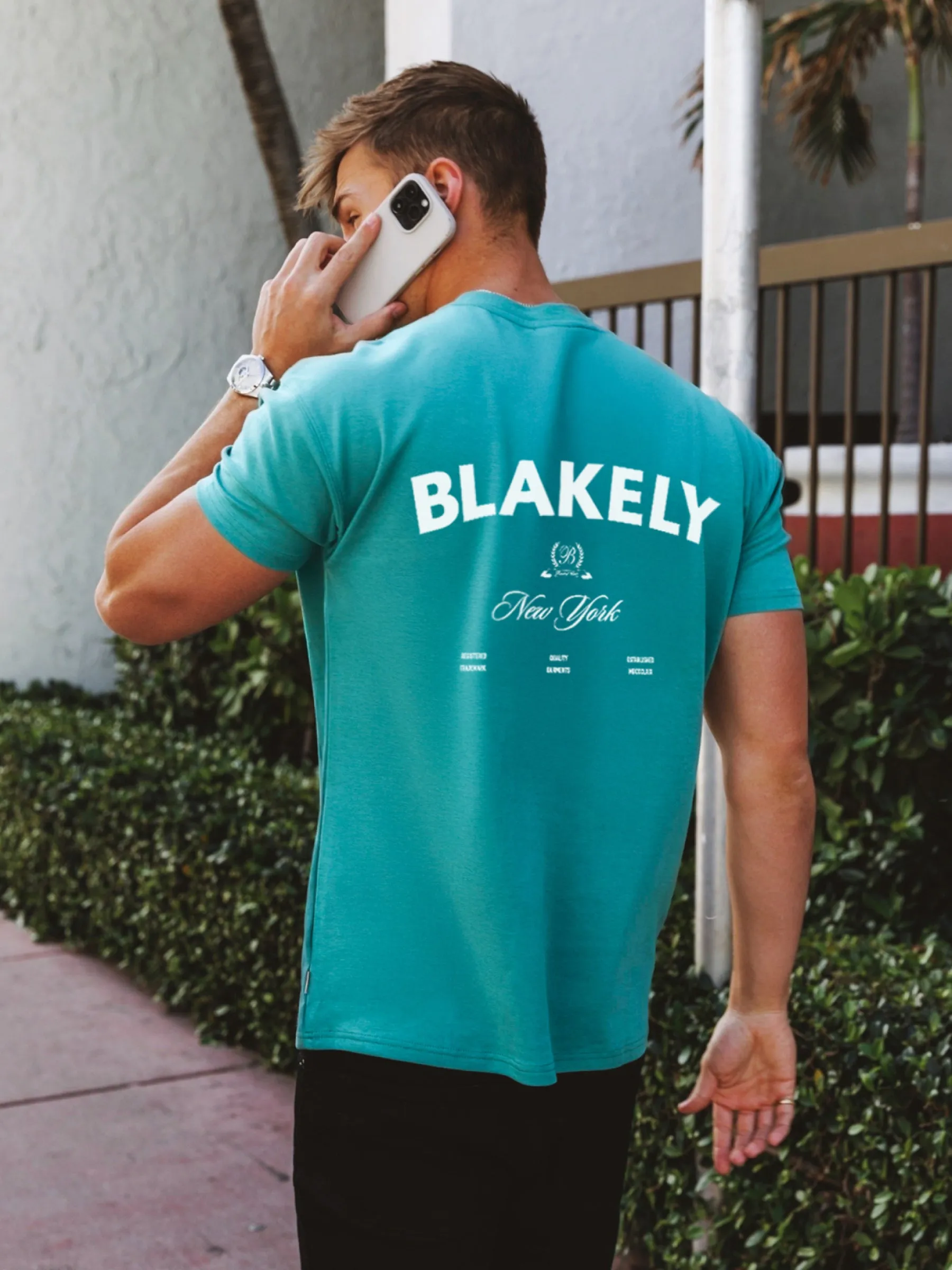 NY Crest Relaxed T-Shirt - Aqua sold by Blakely