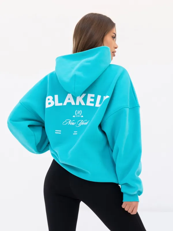 NY Crest Oversized Hoodie - Aqua sold by Blakely