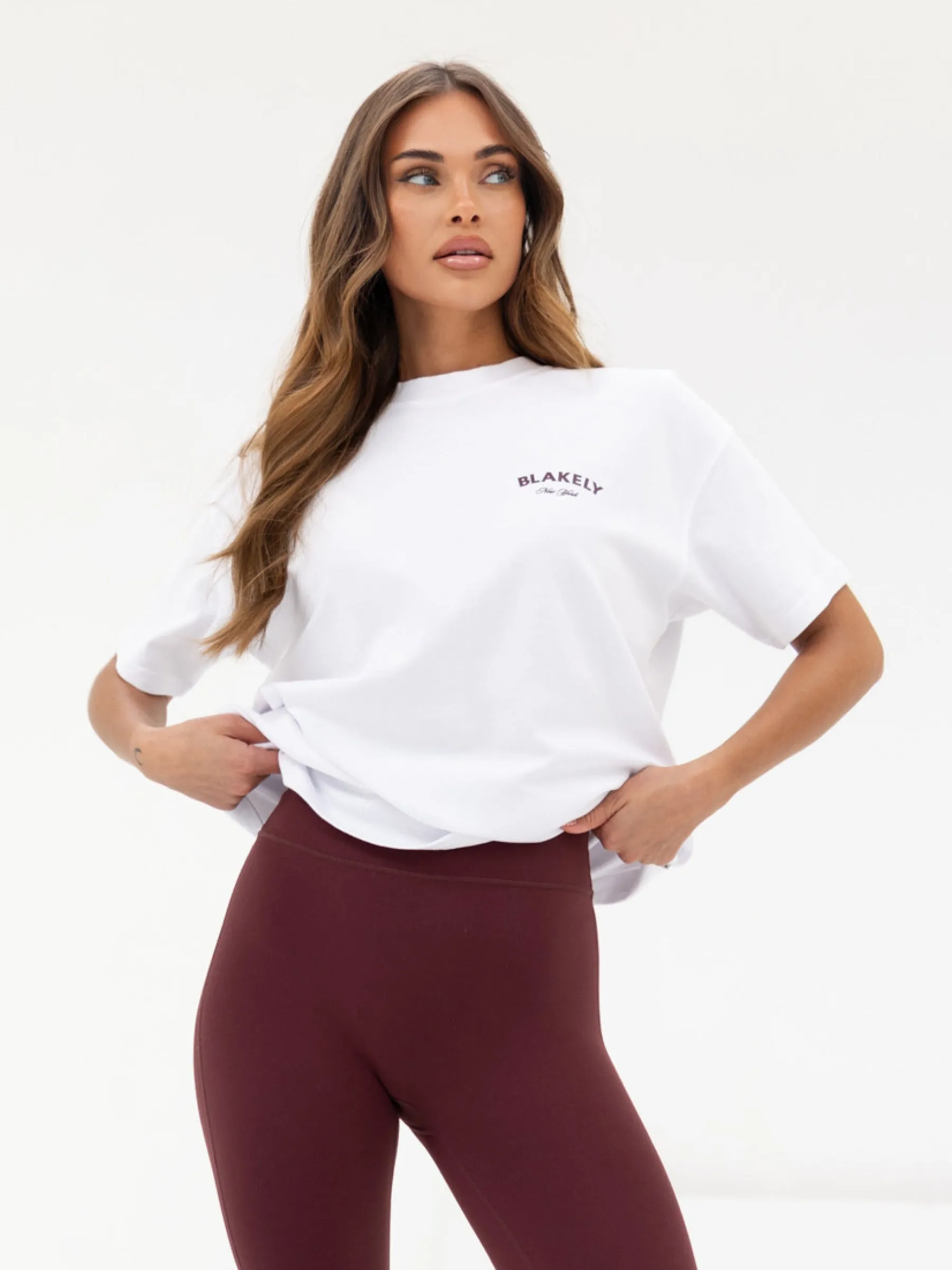 Crest Oversized T-Shirt - White & Classic Burgundy sold by Blakely product image thumbnail 2