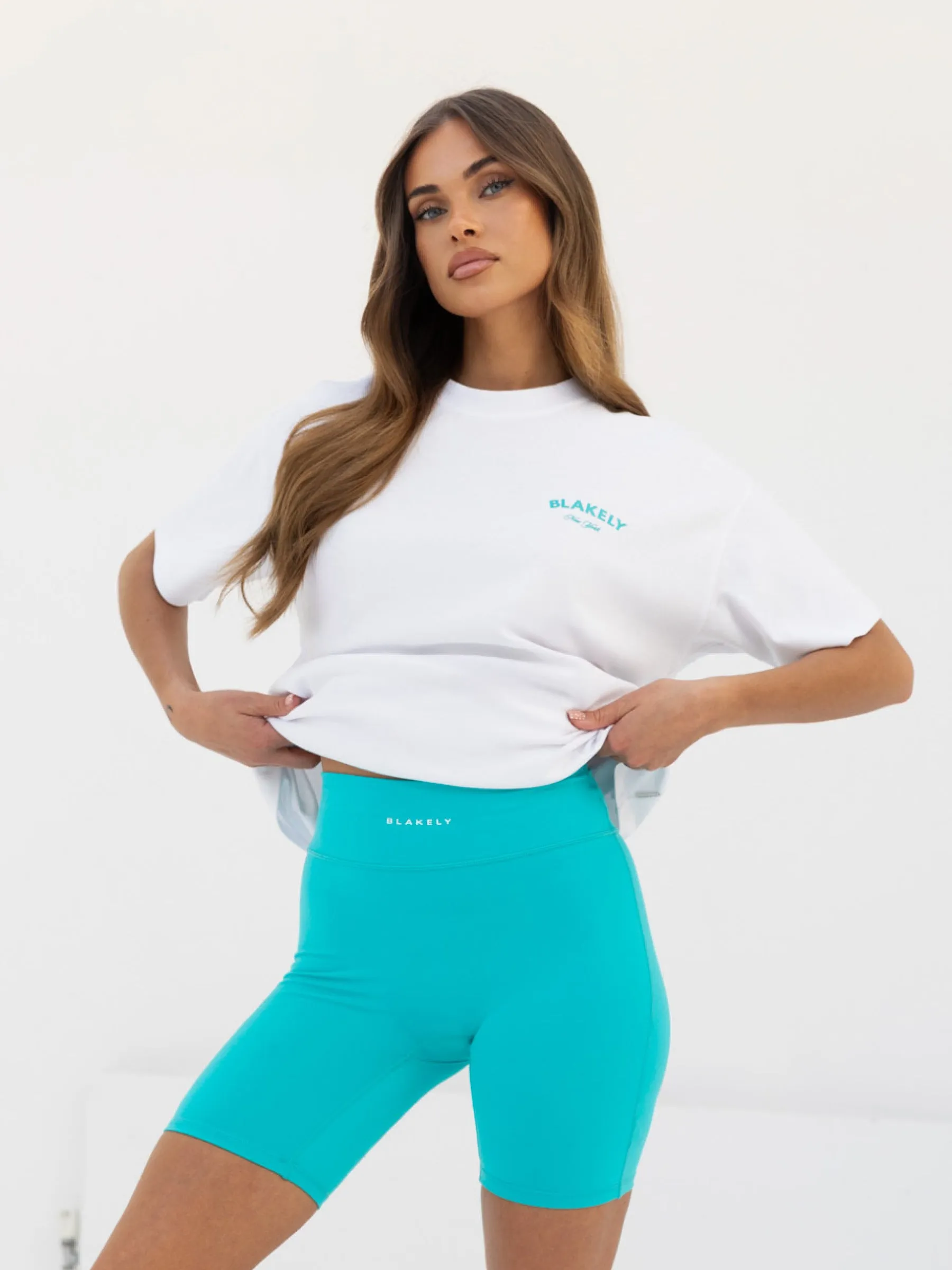 Crest Oversized T-Shirt - White & Aqua sold by Blakely product image thumbnail 2