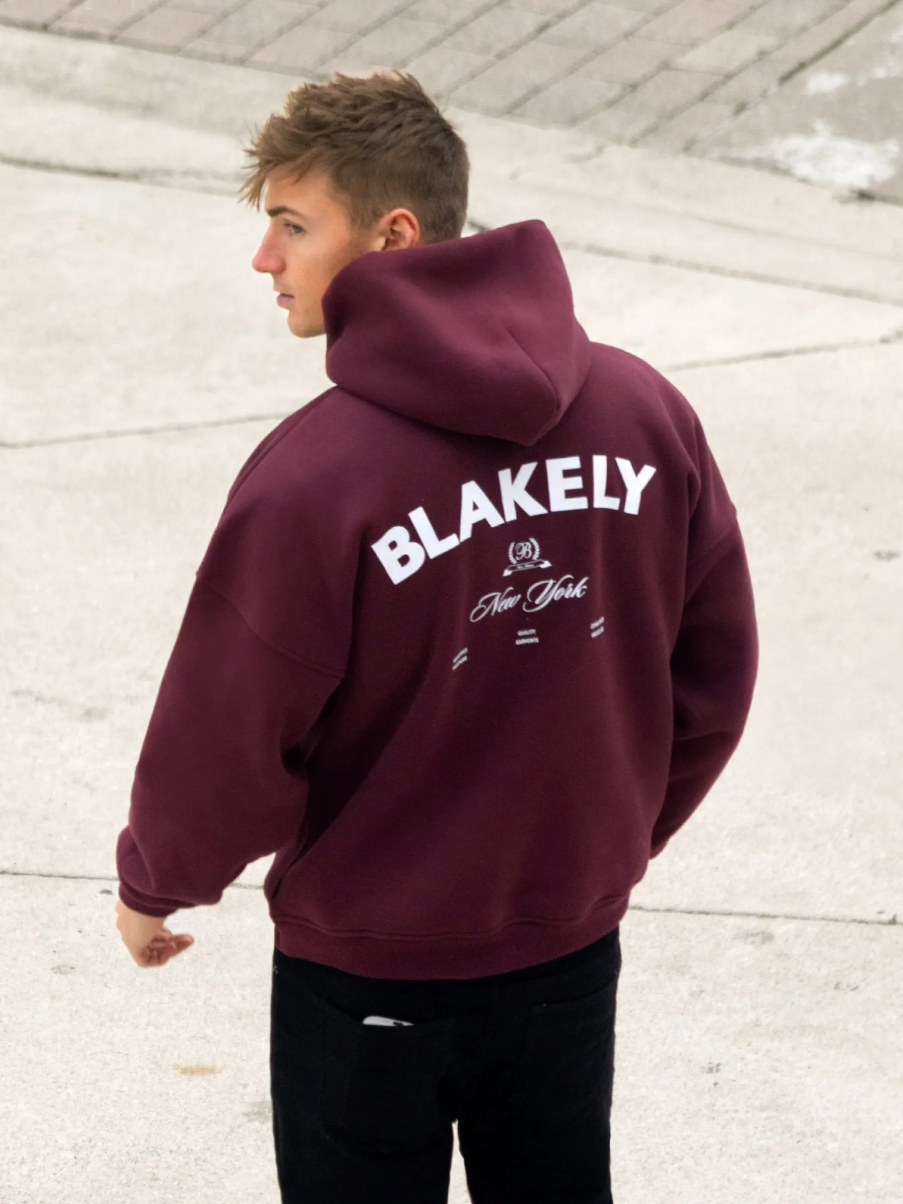 NY Crest Relaxed Hoodie - Classic Burgundy sold by Blakely