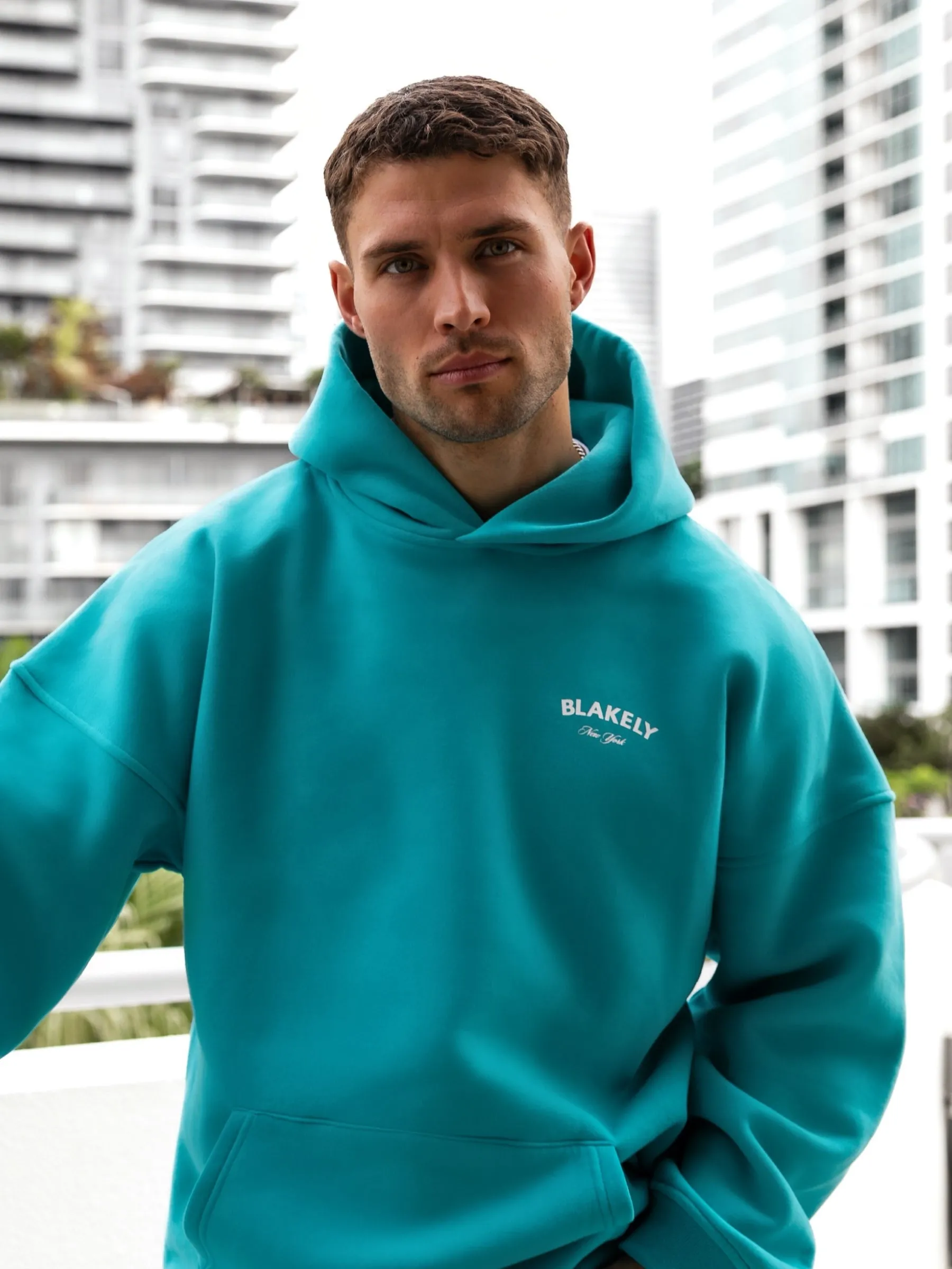 NY Crest Relaxed Hoodie - Aqua sold by Blakely product image thumbnail 2