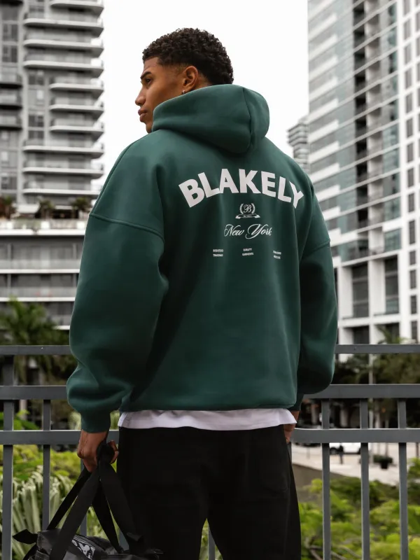 NY Crest Relaxed Hoodie - Pine Green sold by Blakely