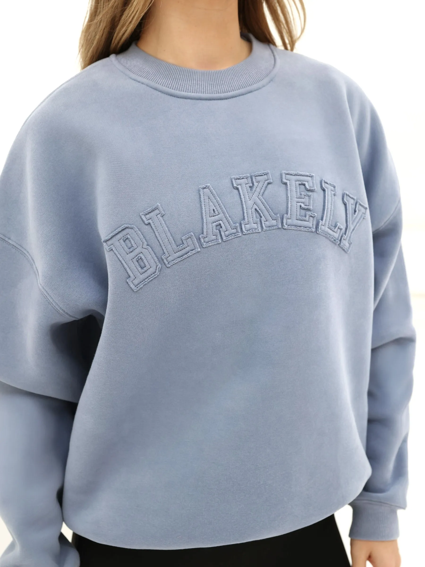 Tonal Varsity Oversized Jumper - Granite Blue sold by Blakely product image thumbnail 5