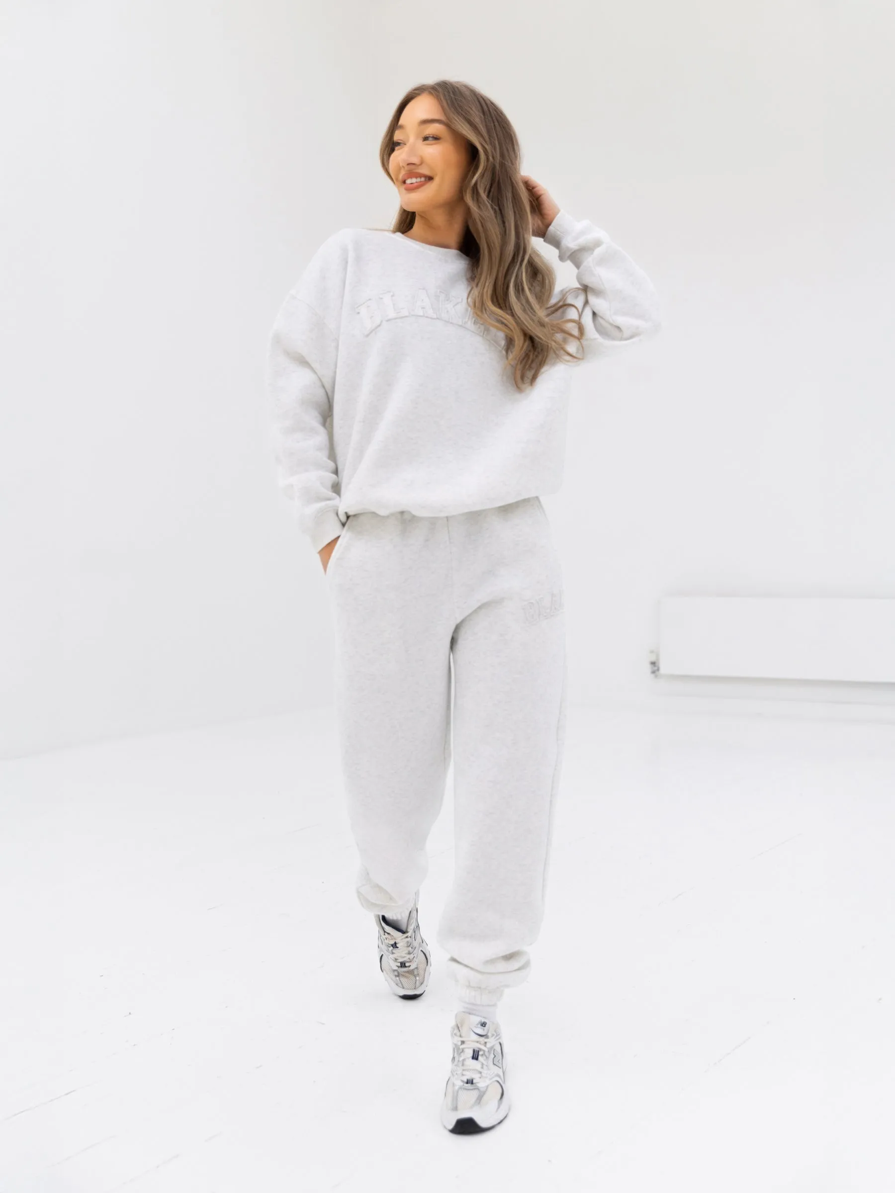 Tonal Varsity Oversized Jumper - Marl White sold by Blakely product image thumbnail 3