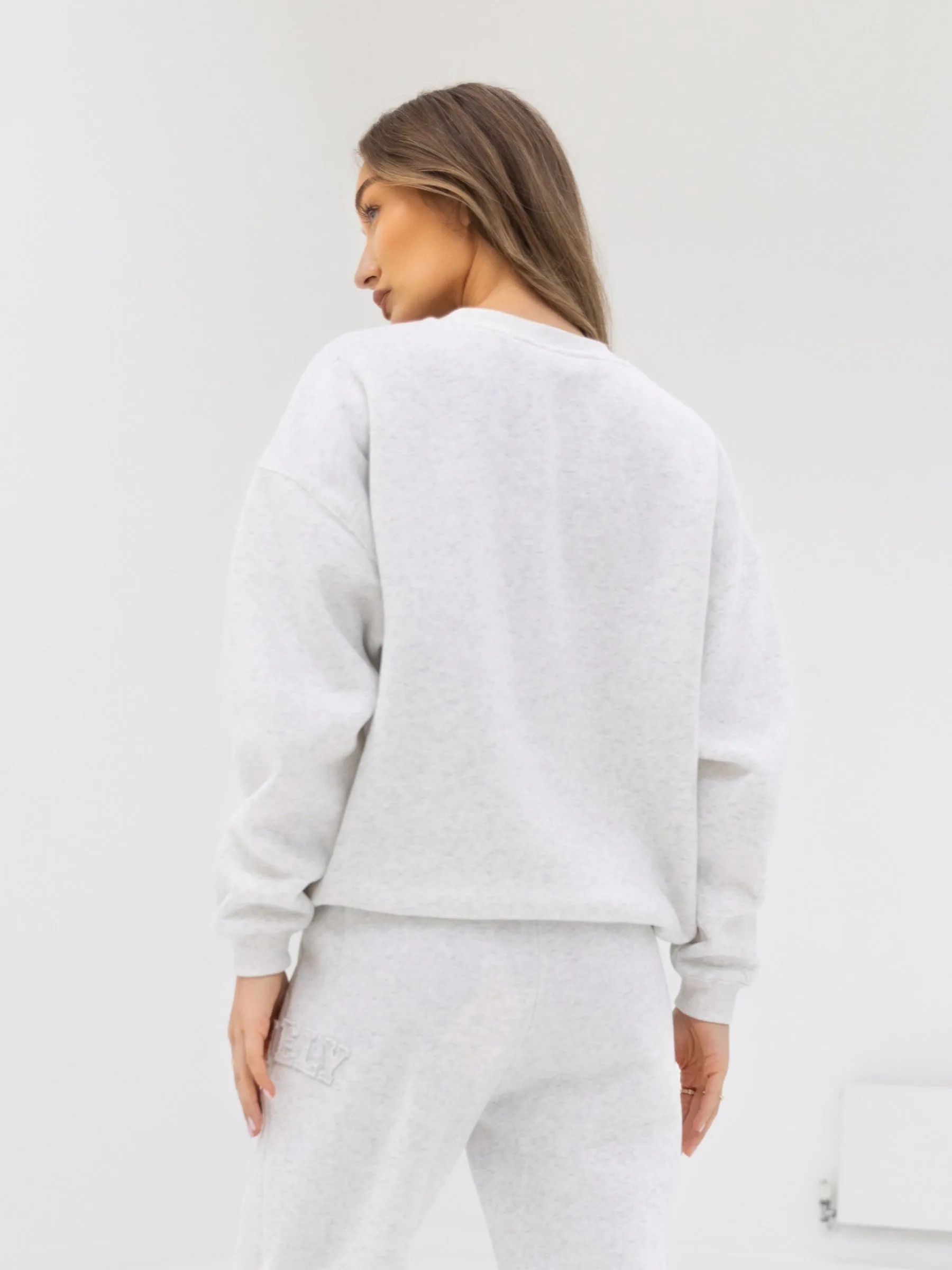 Tonal Varsity Oversized Jumper - Marl White sold by Blakely product image thumbnail 4
