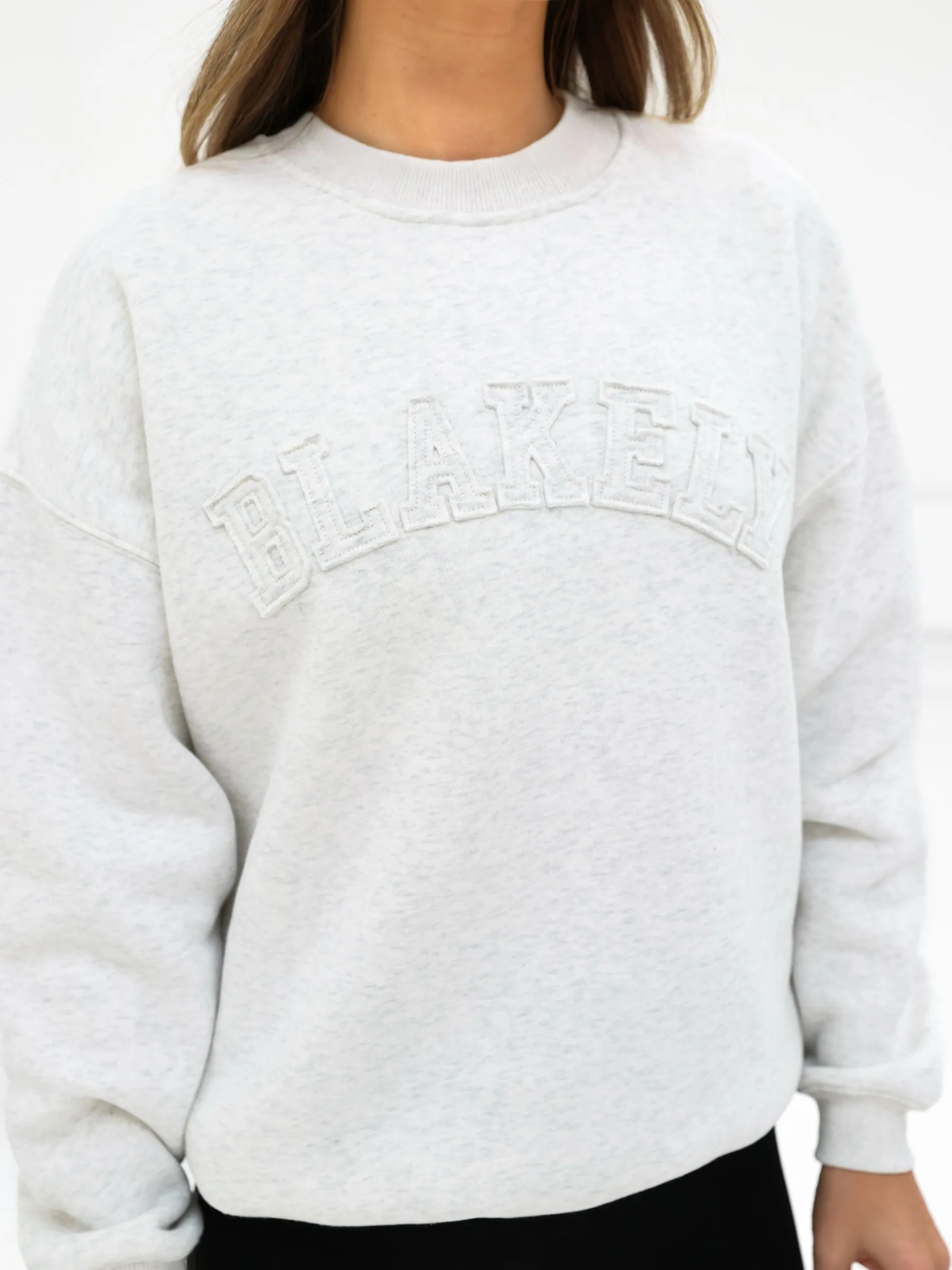 Tonal Varsity Oversized Jumper - Marl White sold by Blakely product image thumbnail 5