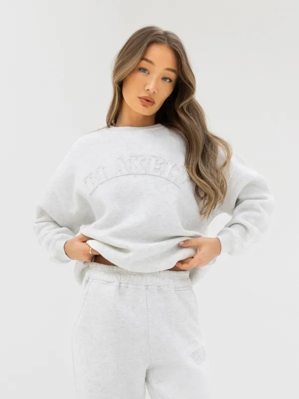 Tonal Varsity Oversized Jumper - Marl White sold by Blakely
