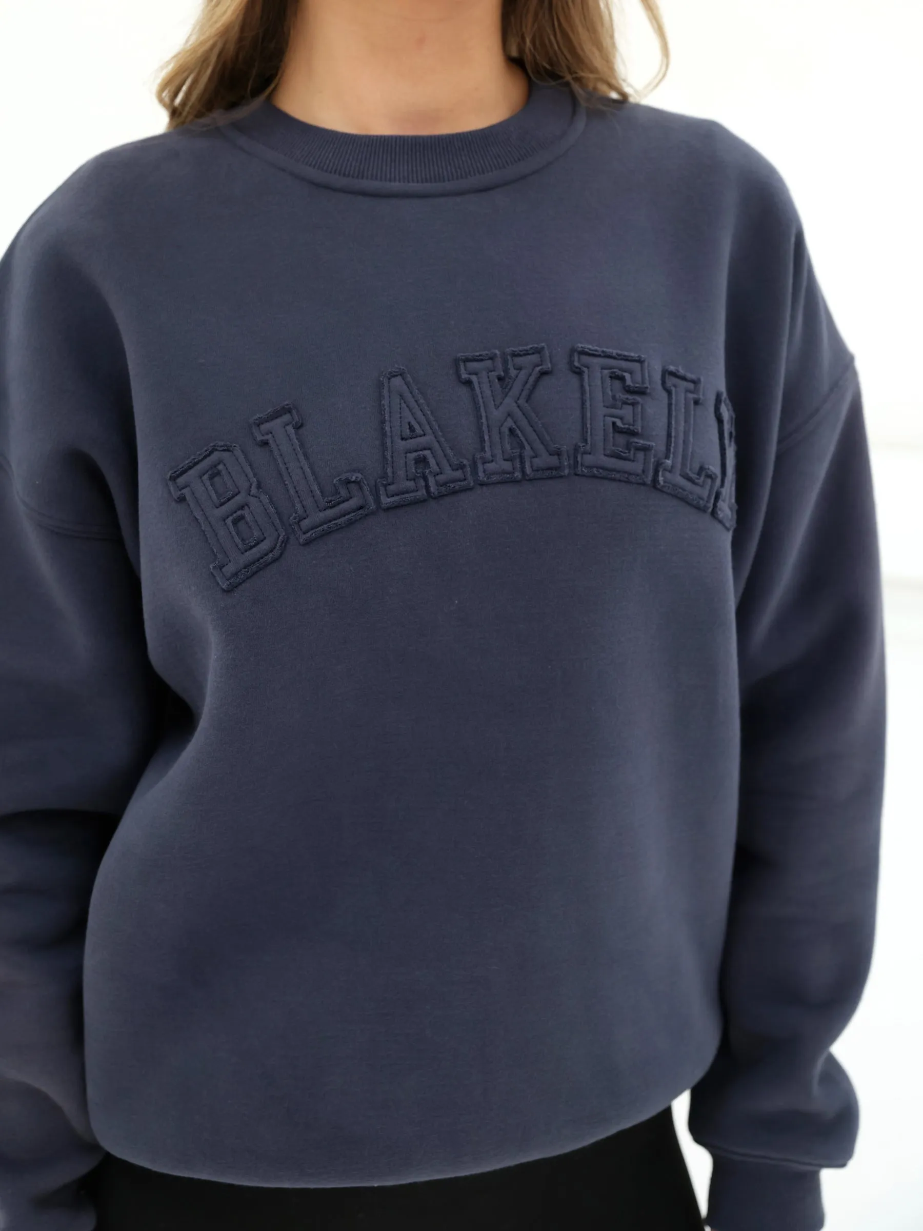 Tonal Varsity Oversized Jumper - True Navy sold by Blakely product image thumbnail 5