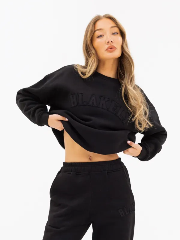 Tonal Varsity Oversized Jumper - Black sold by Blakely