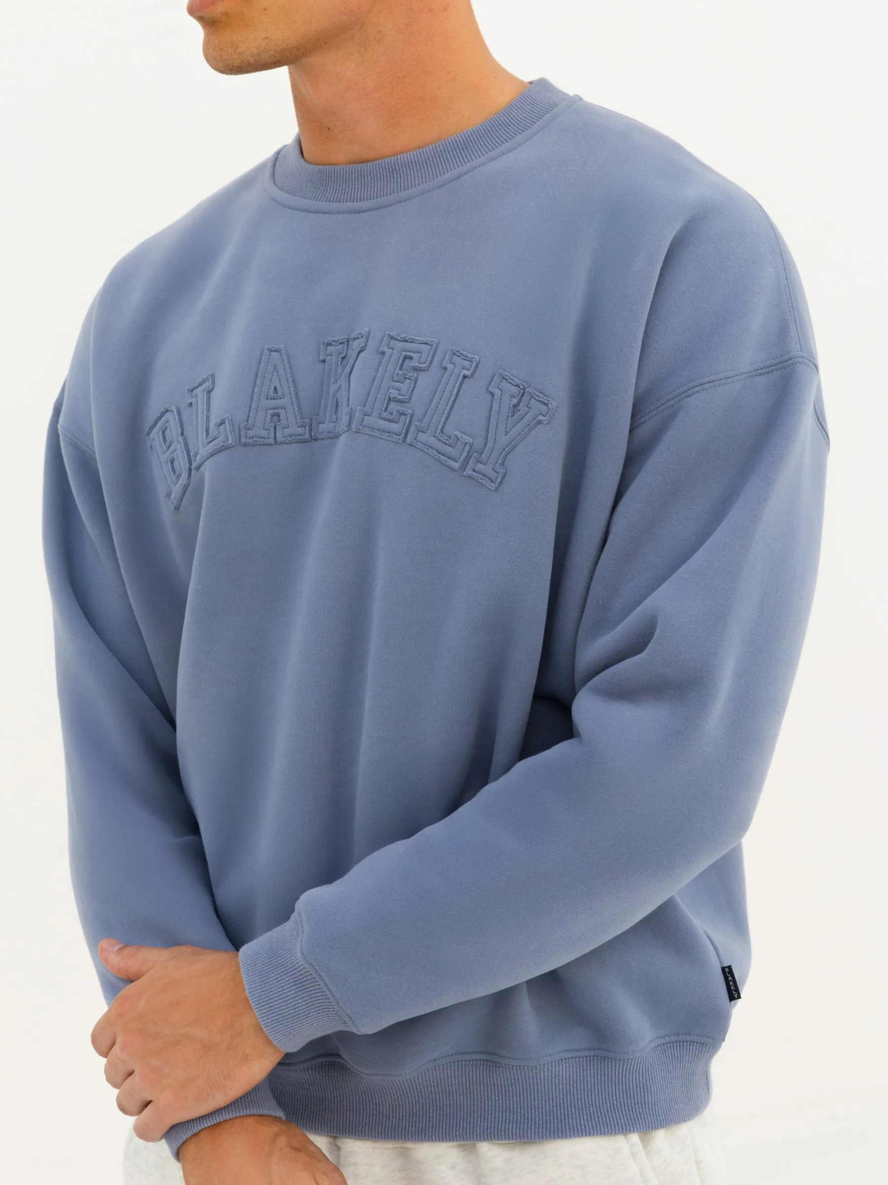 Tonal Varsity Relaxed Jumper - Granite Blue sold by Blakely product image thumbnail 5