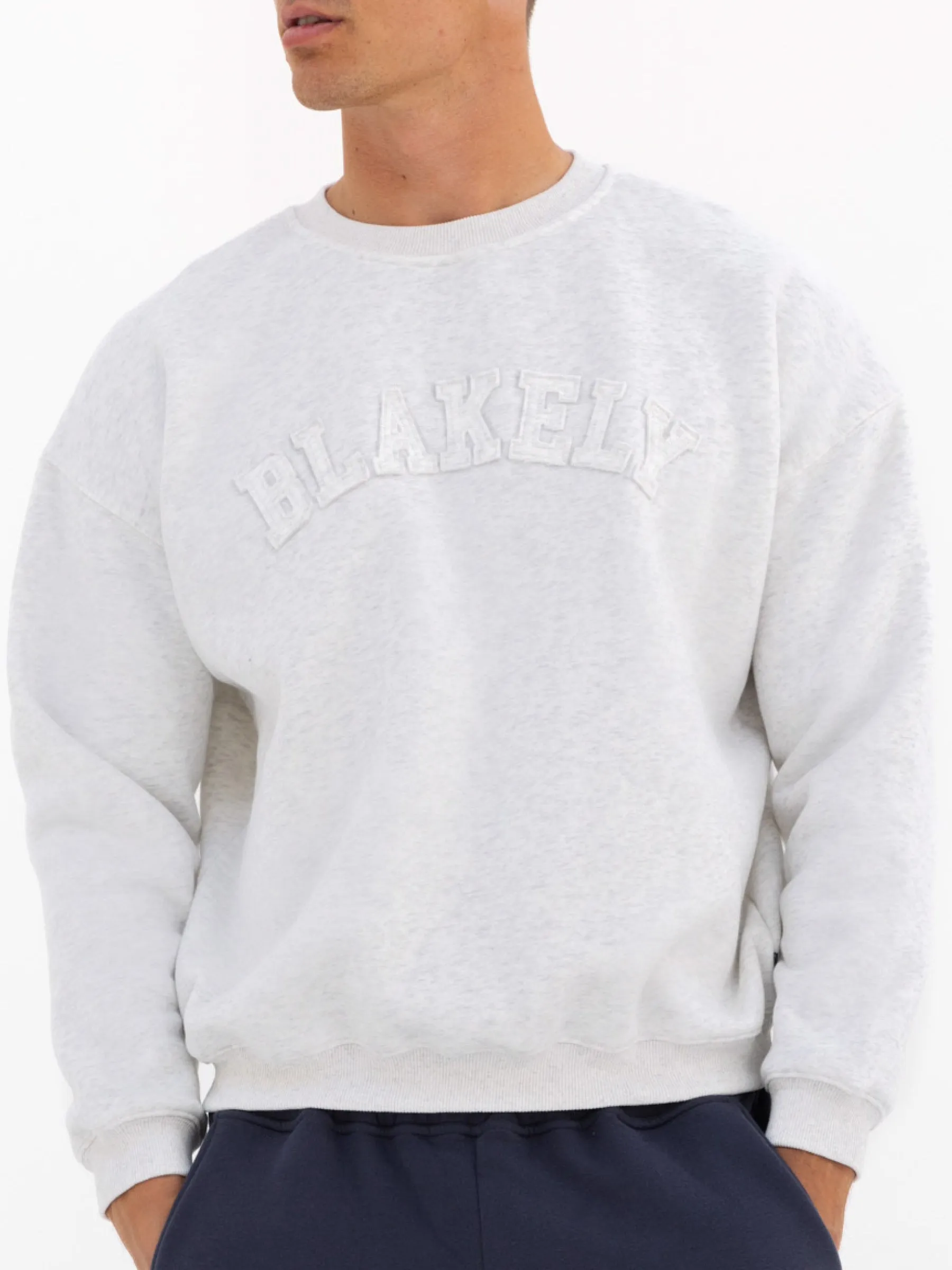 Tonal Varsity Relaxed Jumper - Marl White sold by Blakely product image thumbnail 5
