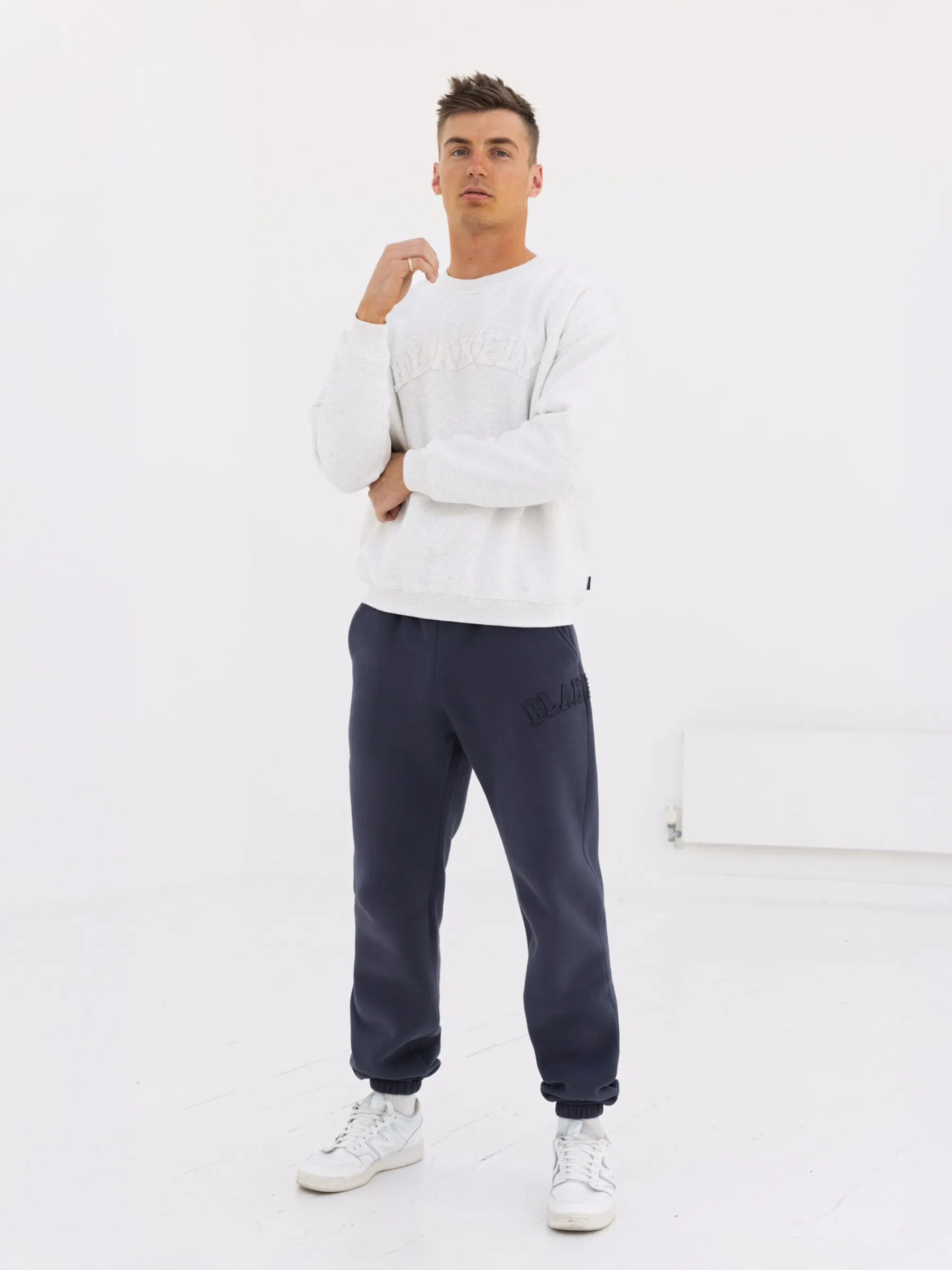 Tonal Varsity Relaxed Jumper - Marl White sold by Blakely product image thumbnail 3