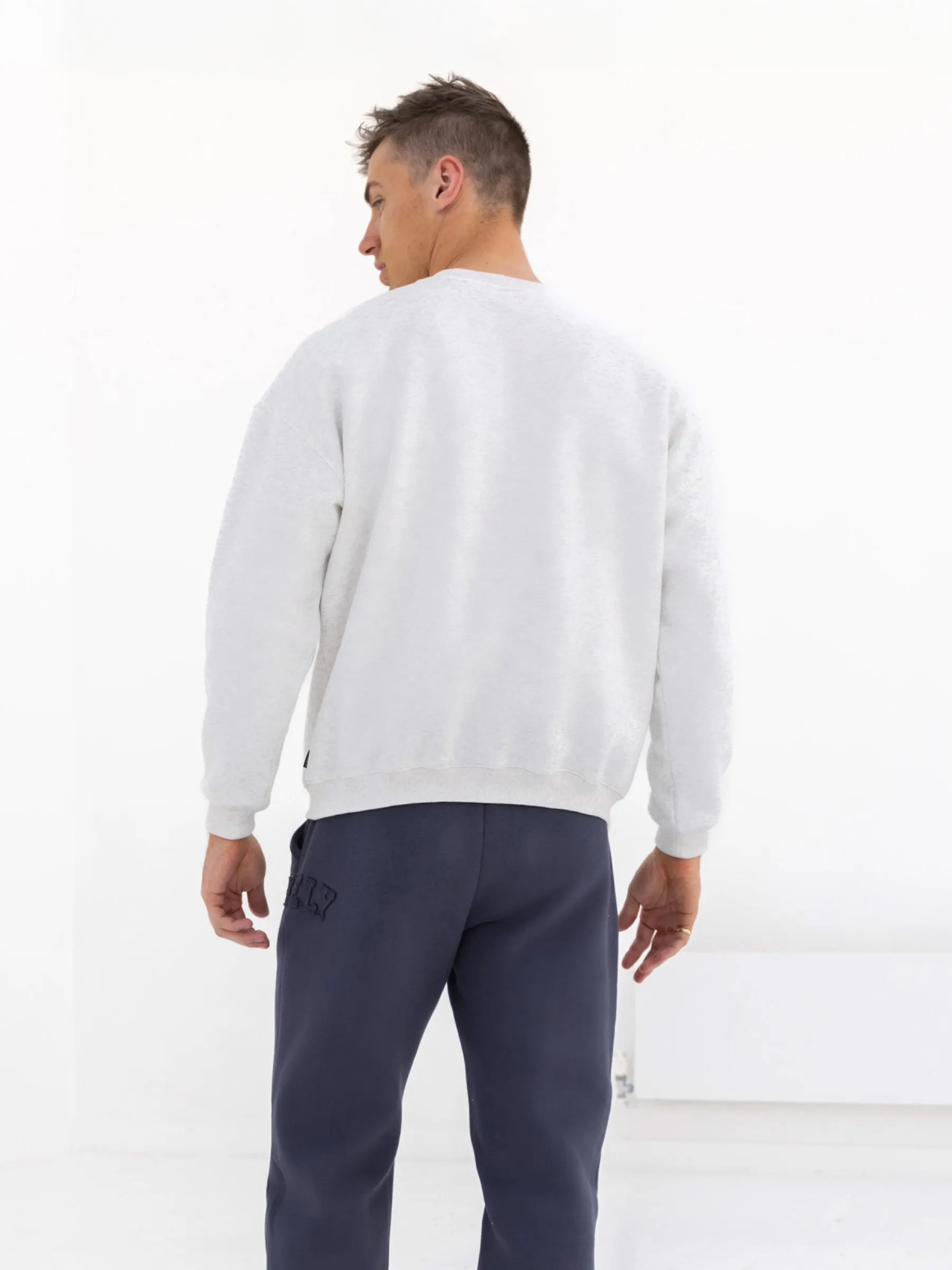Tonal Varsity Relaxed Jumper - Marl White sold by Blakely product image thumbnail 4