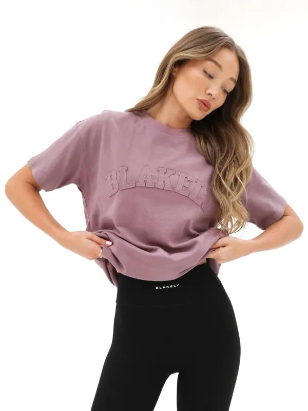 Tonal Varsity Oversized T-Shirt - Soft Mauve sold by Blakely