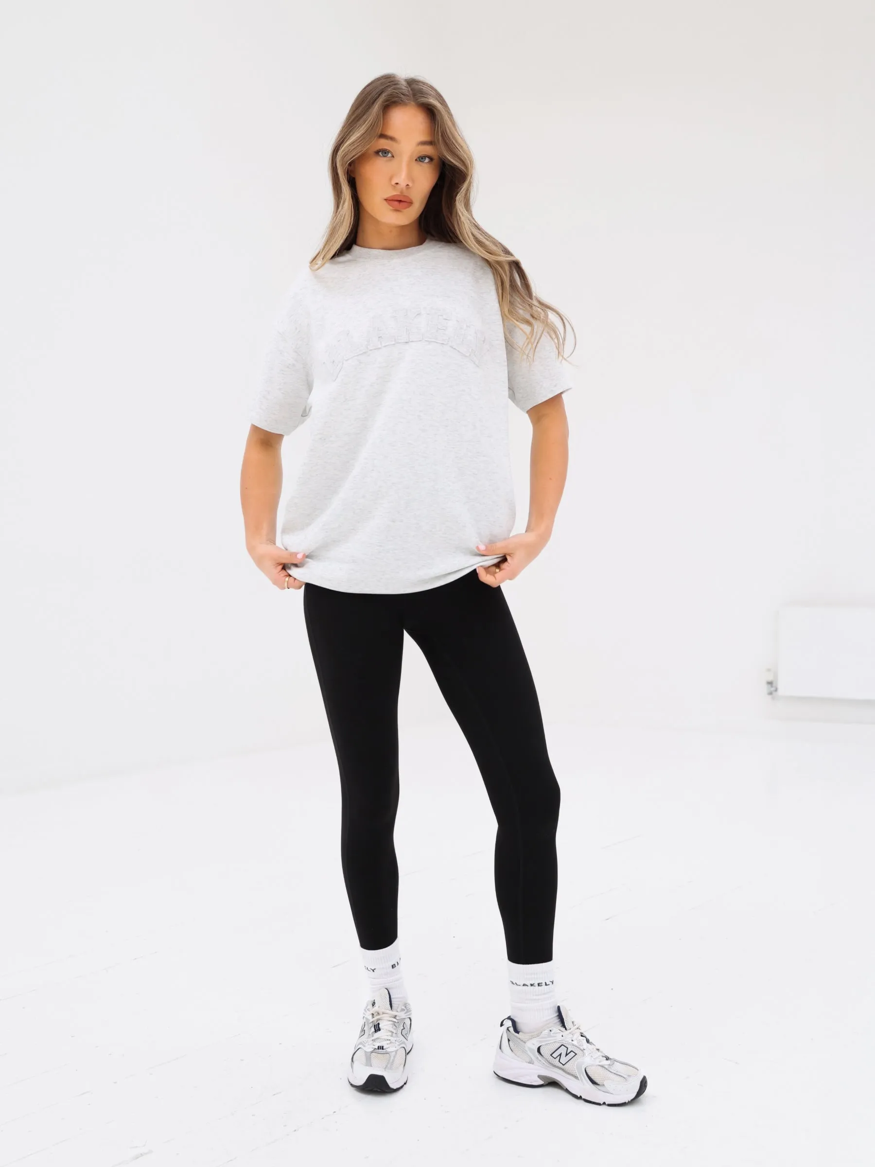 Tonal Varsity Oversized T-Shirt - Marl White sold by Blakely product image thumbnail 3