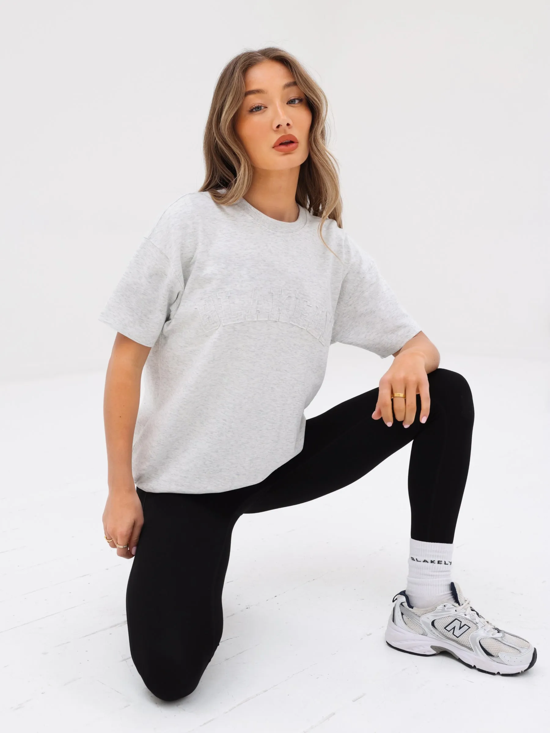 Tonal Varsity Oversized T-Shirt - Marl White sold by Blakely product image thumbnail 5