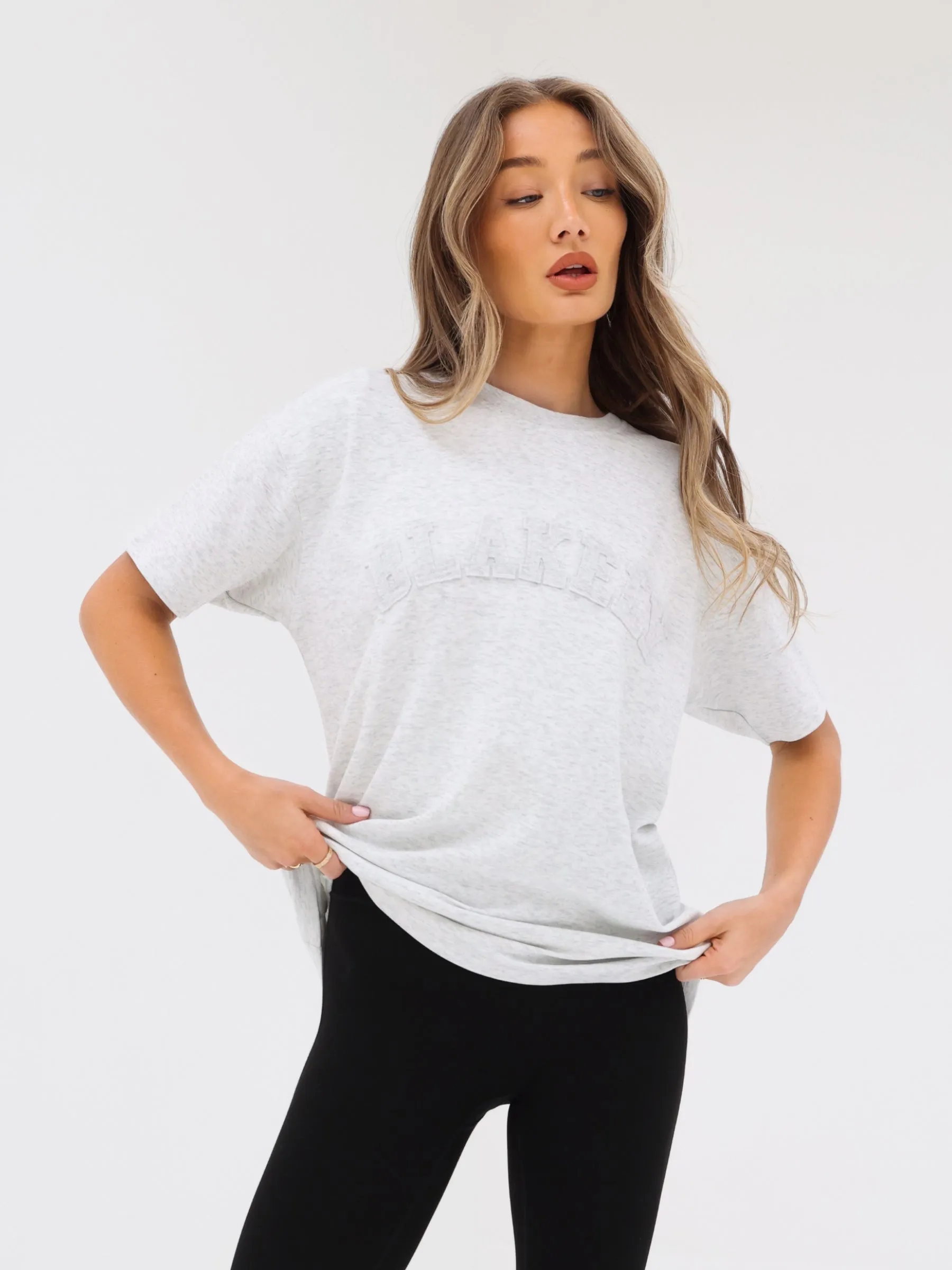 Tonal Varsity Oversized T-Shirt - Marl White sold by Blakely product image thumbnail 2