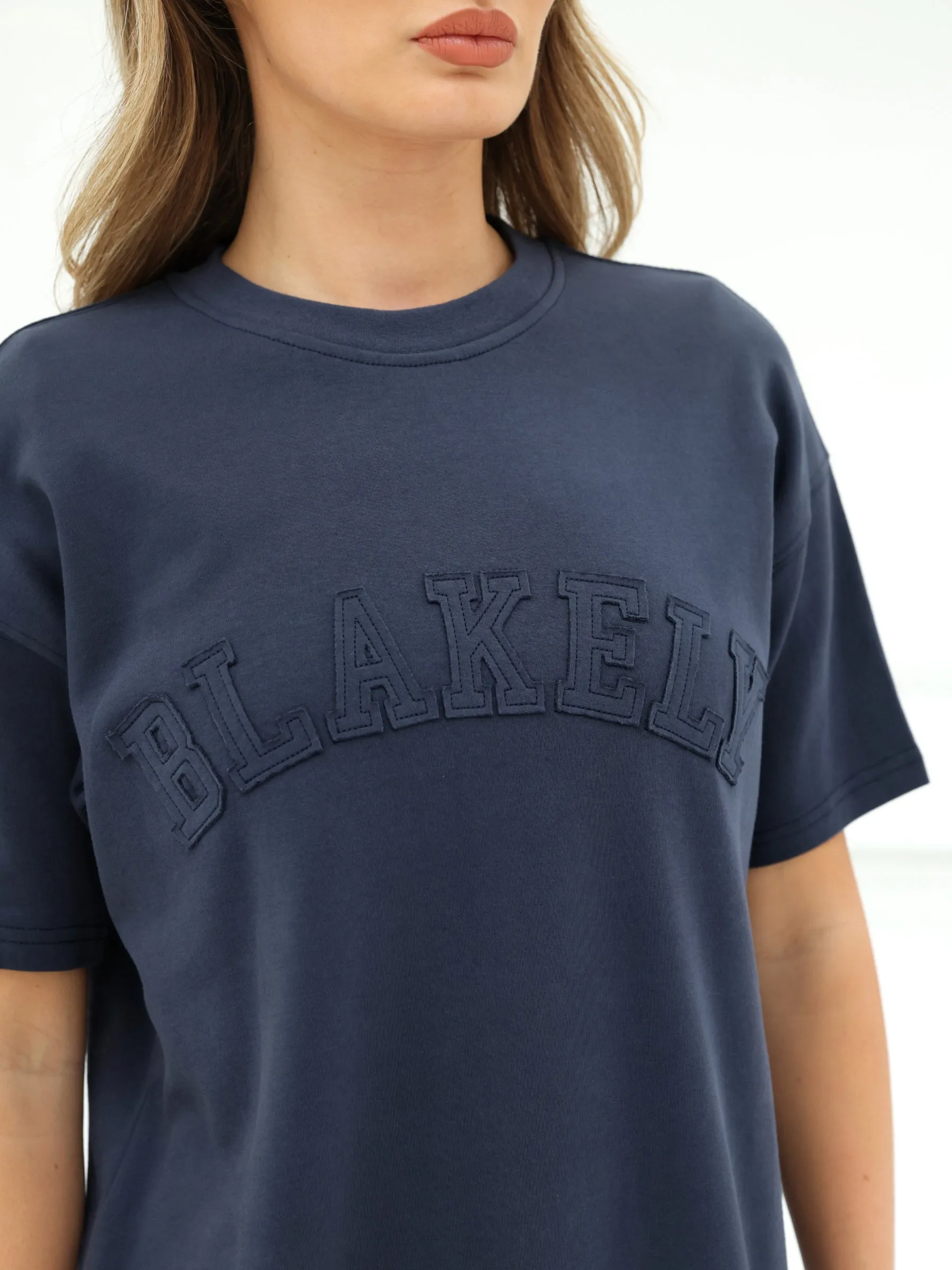 Tonal Varsity Oversized T-Shirt - True Navy sold by Blakely product image thumbnail 5