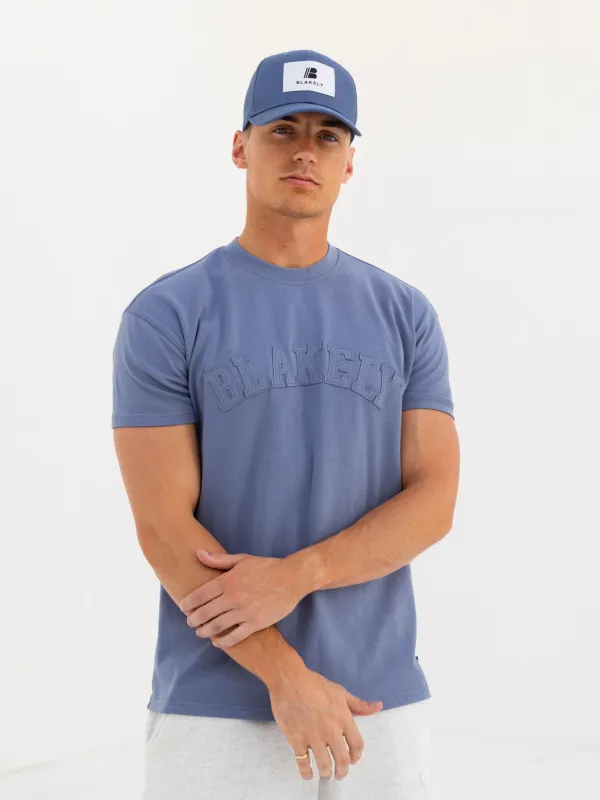 Tonal Varsity Relaxed T-Shirt - Granite Blue sold by Blakely