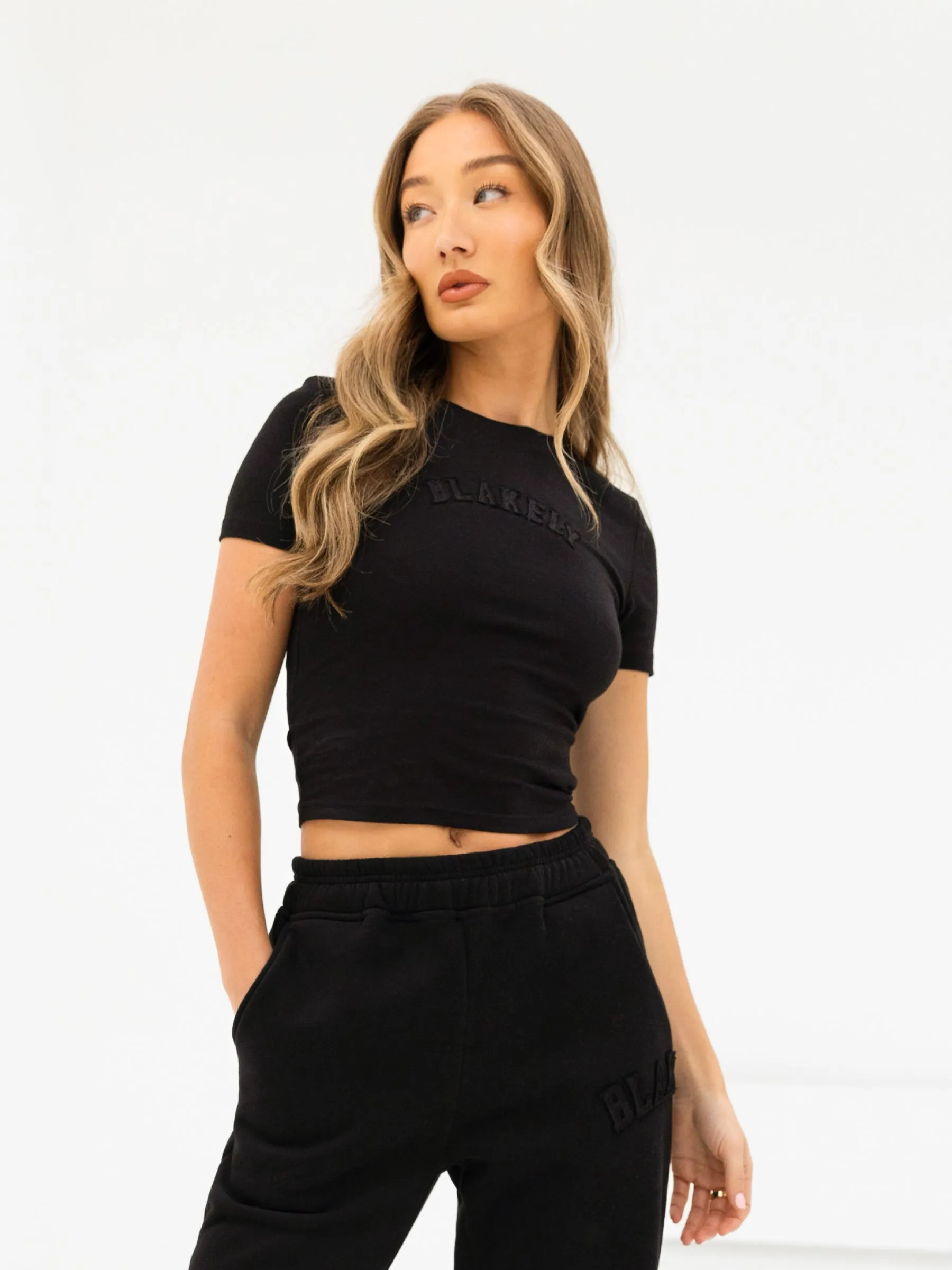 Tonal Varsity Crop Top - Black sold by Blakely product image thumbnail 2