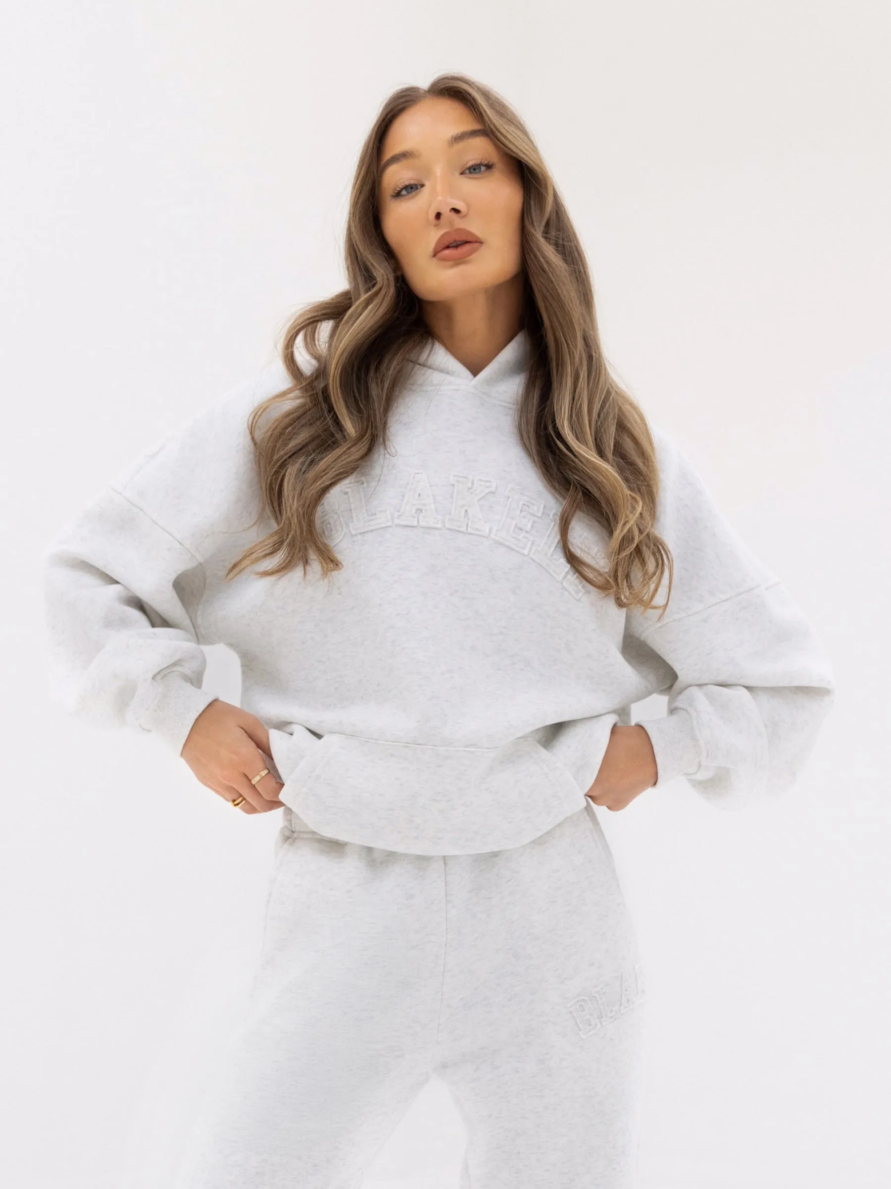 Tonal Varsity Oversized Hoodie - Marl White sold by Blakely