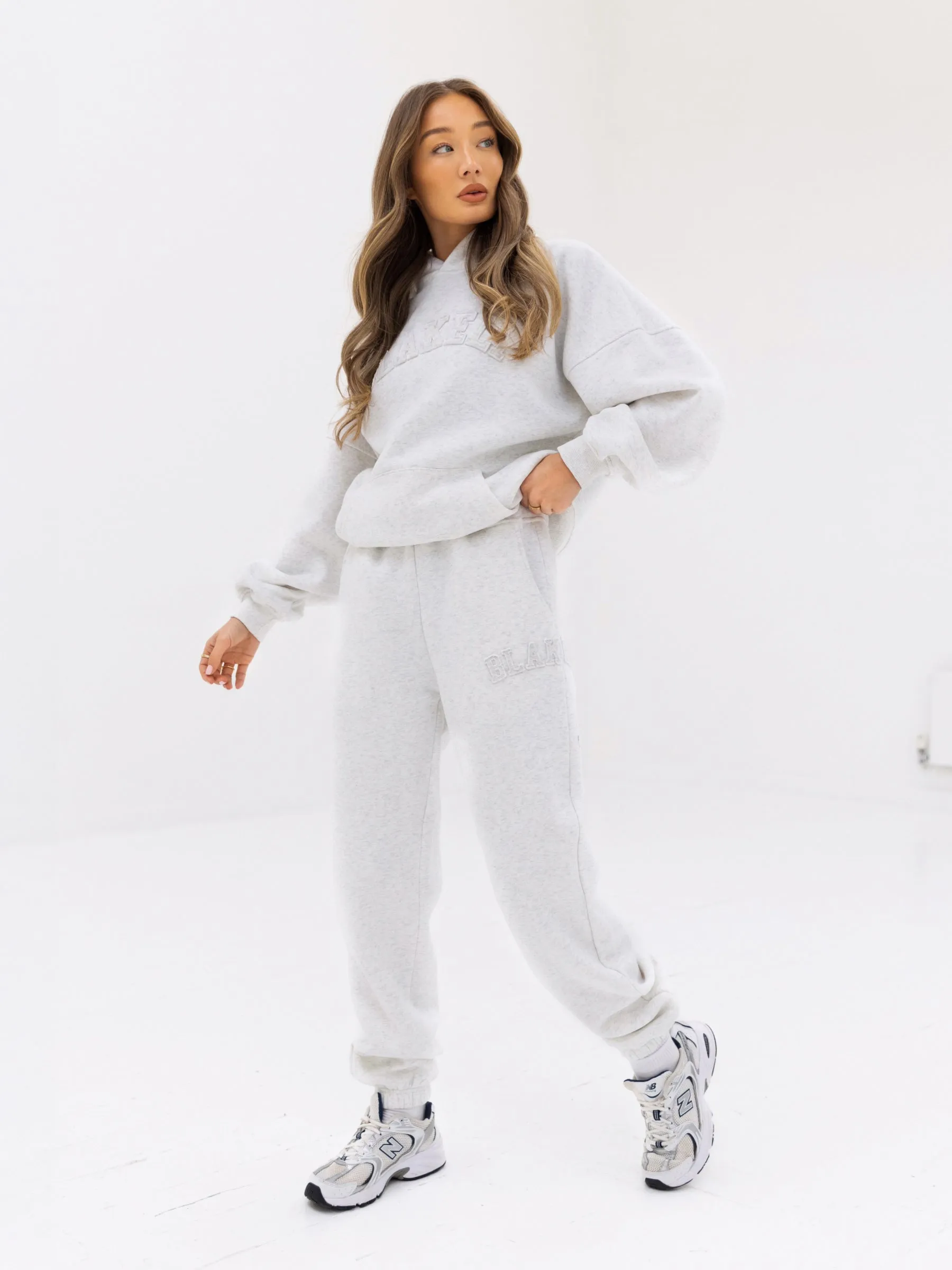 Tonal Varsity Oversized Hoodie - Marl White sold by Blakely product image thumbnail 3