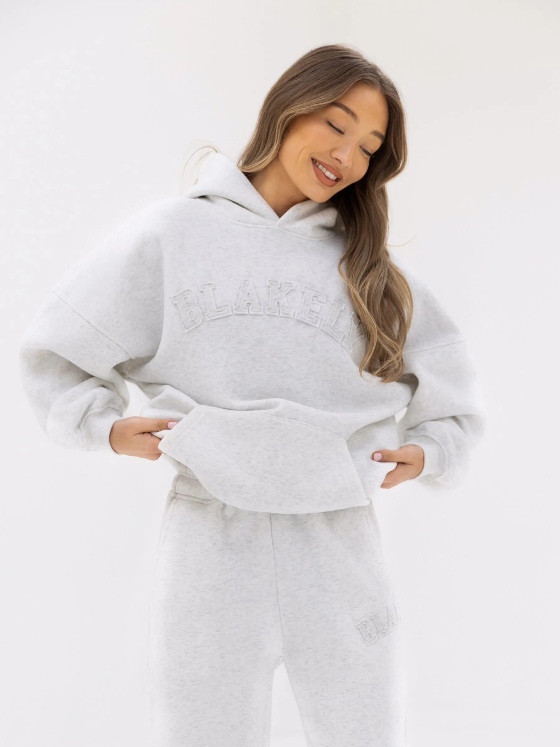 Tonal Varsity Oversized Hoodie - Marl White sold by Blakely product image thumbnail 2