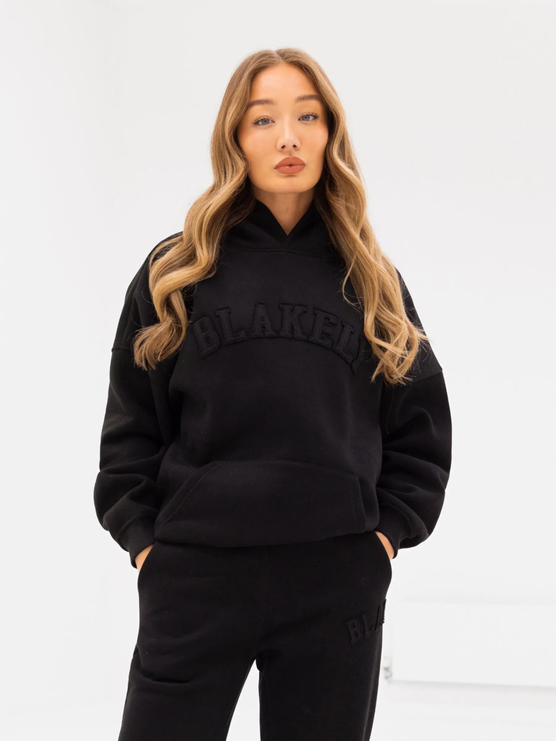 Tonal Varsity Oversized Hoodie - Black sold by Blakely product image thumbnail 2
