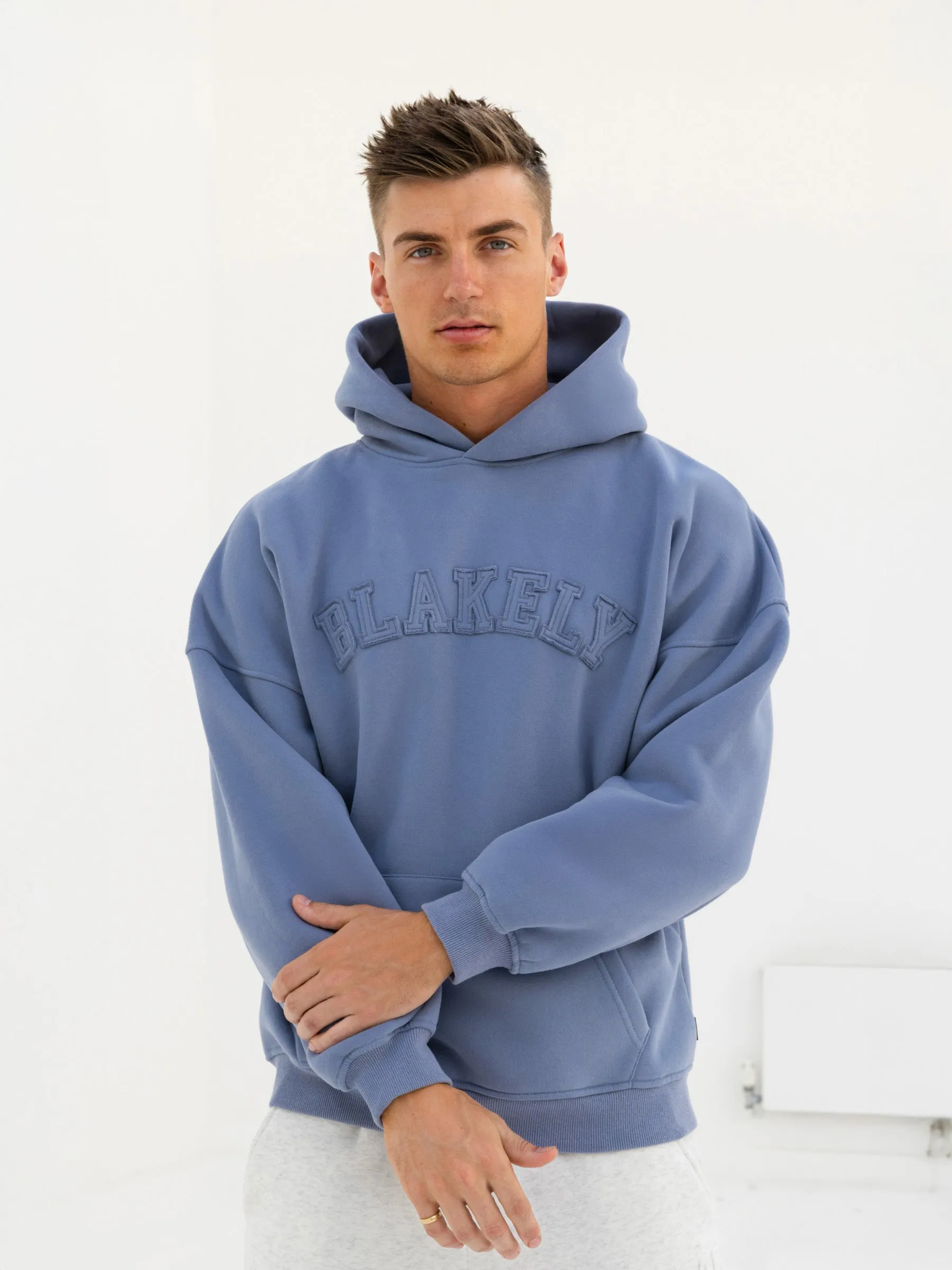 Tonal Varsity Relaxed Hoodie - Granite Blue sold by Blakely product image thumbnail 2