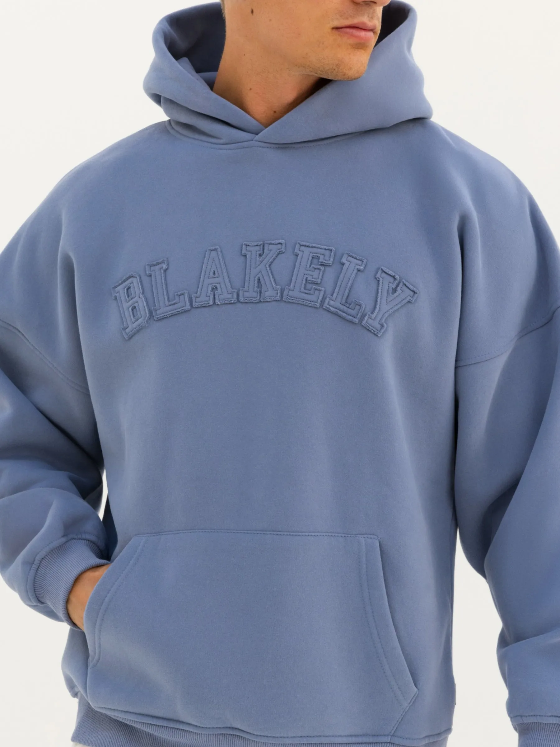 Tonal Varsity Relaxed Hoodie - Granite Blue sold by Blakely product image thumbnail 5