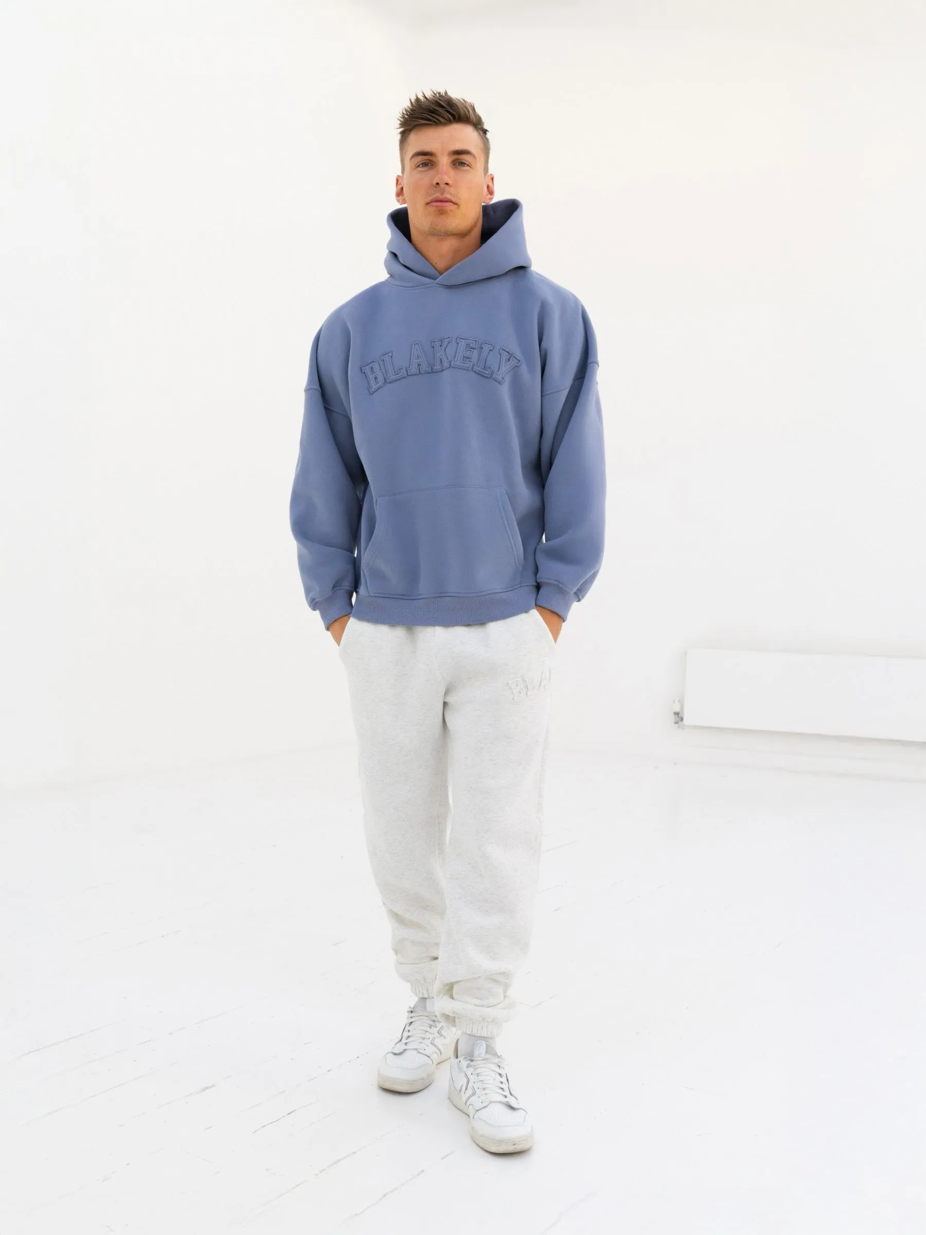 Tonal Varsity Relaxed Hoodie - Granite Blue sold by Blakely product image thumbnail 3