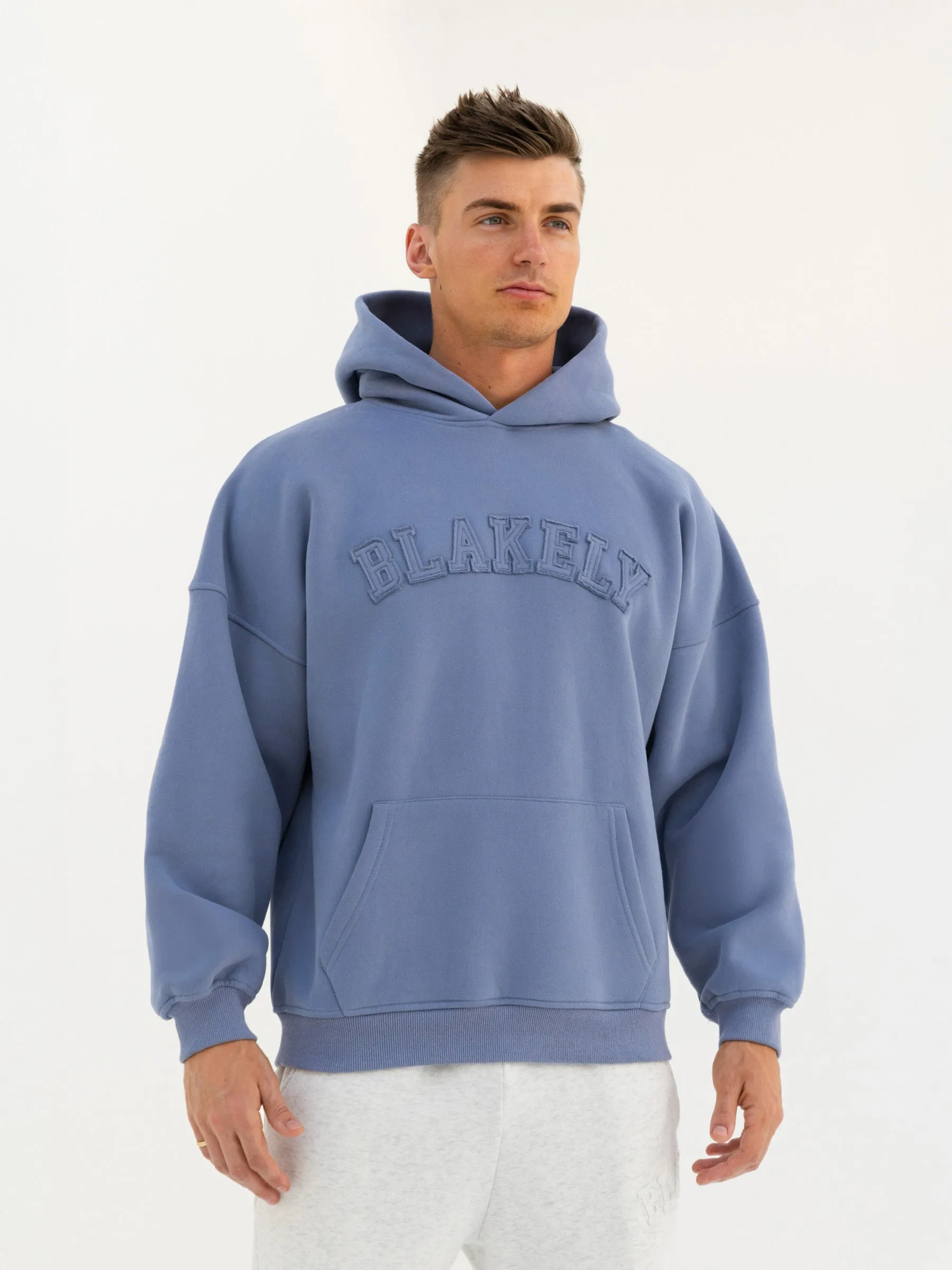 Tonal Varsity Relaxed Hoodie - Granite Blue sold by Blakely