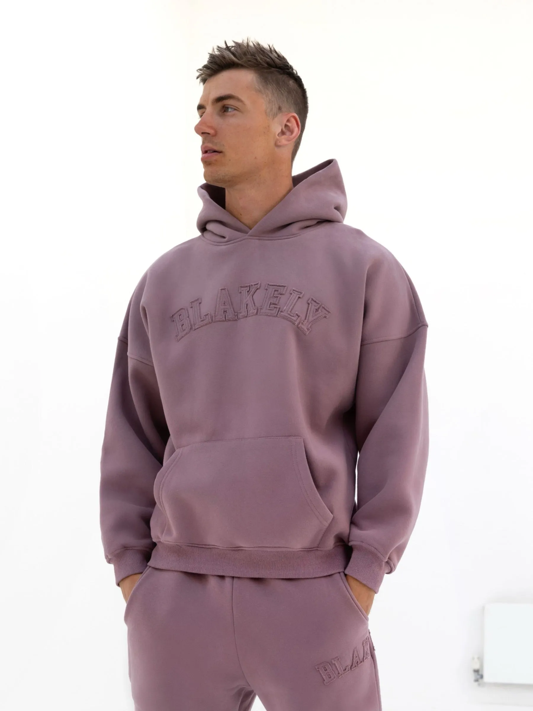 Tonal Varsity Relaxed Hoodie - Soft Mauve sold by Blakely product image thumbnail 2
