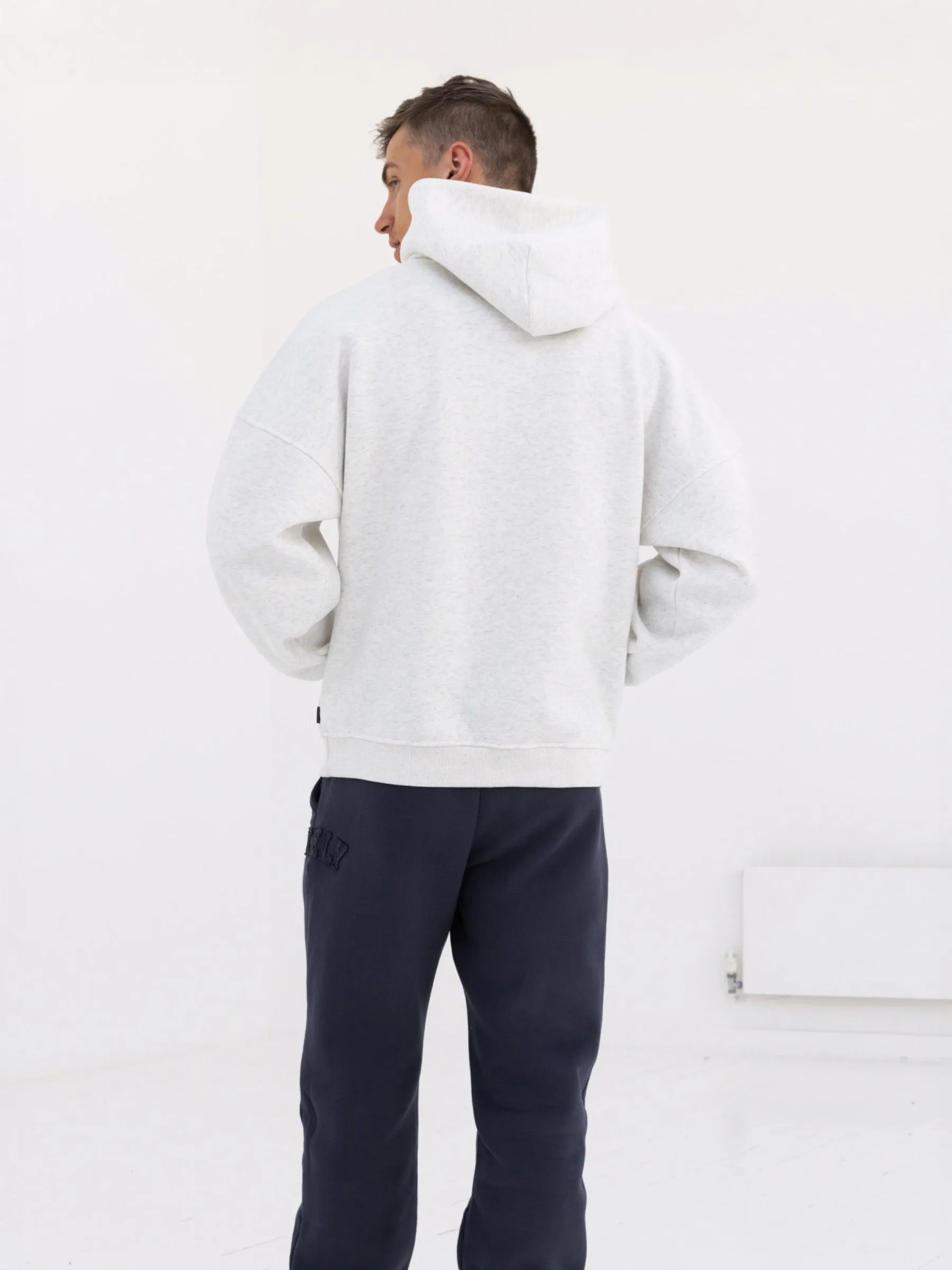 Tonal Varsity Relaxed Hoodie - Marl White sold by Blakely product image thumbnail 4