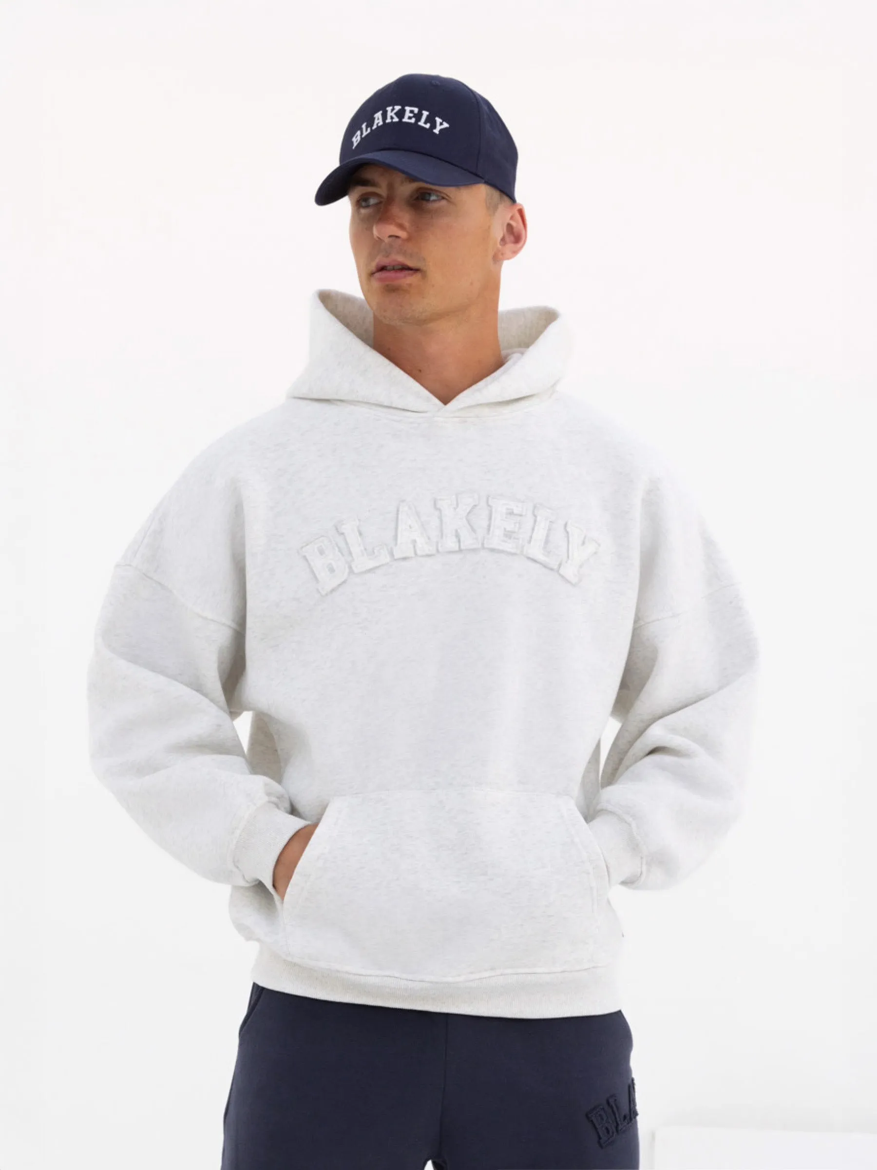 Tonal Varsity Relaxed Hoodie - Marl White sold by Blakely