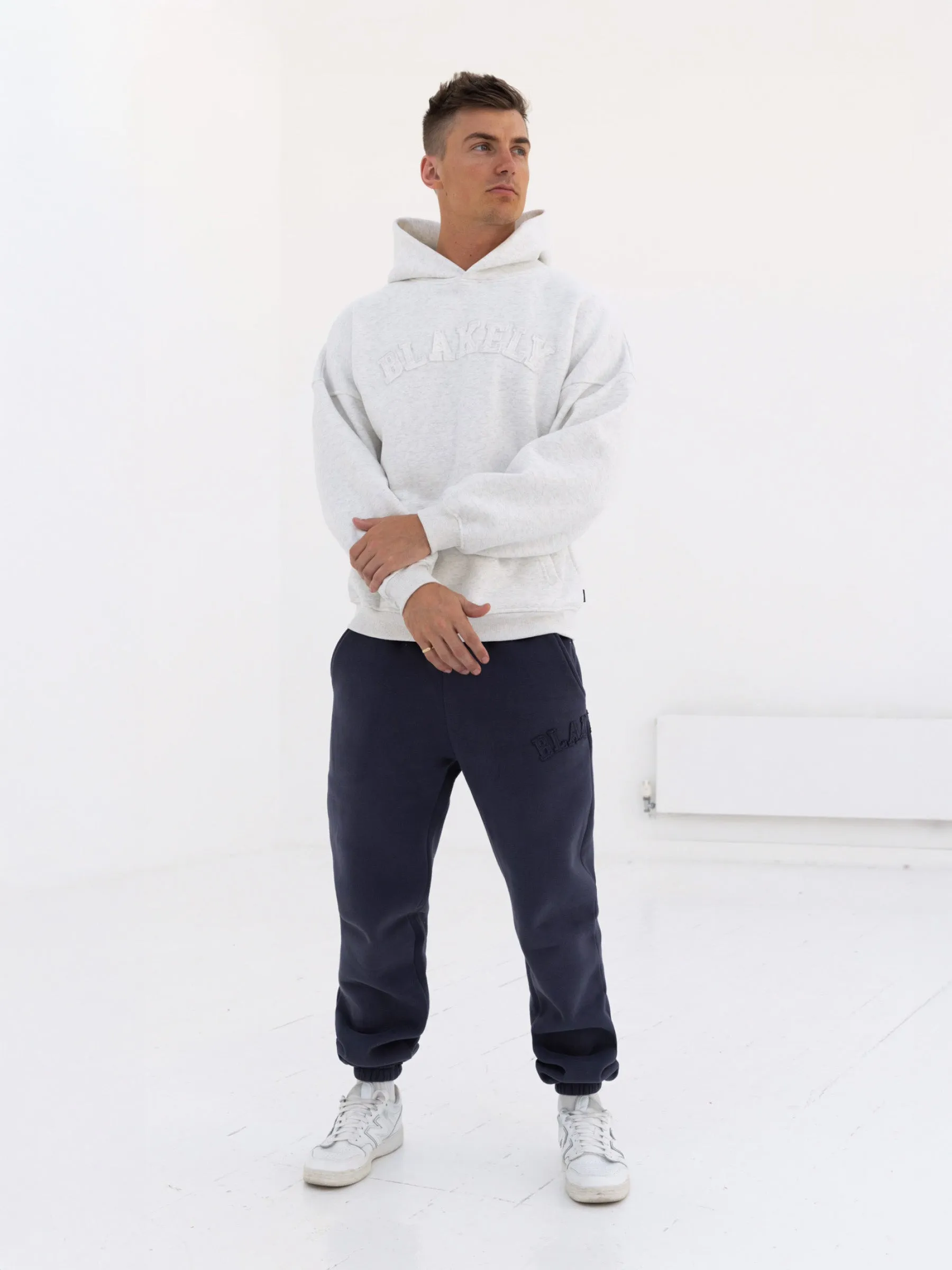 Tonal Varsity Relaxed Hoodie - Marl White sold by Blakely product image thumbnail 3